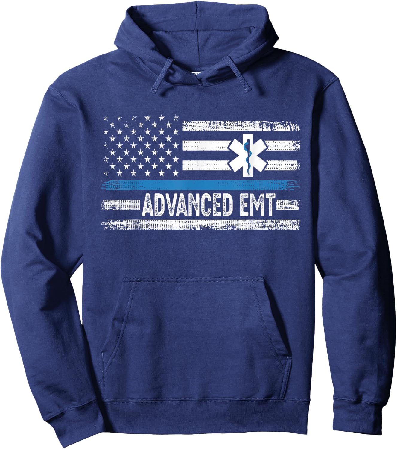 American Flag USA Advanced EMT AEMT Medical Technician Hoodie - Hoodie | Navy