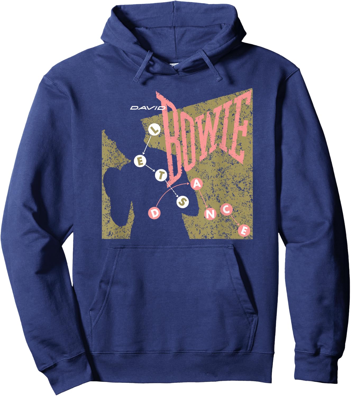 David Bowie Let's Dance Pink and Gold , Black, S Hoodie - Hoodie | Navy