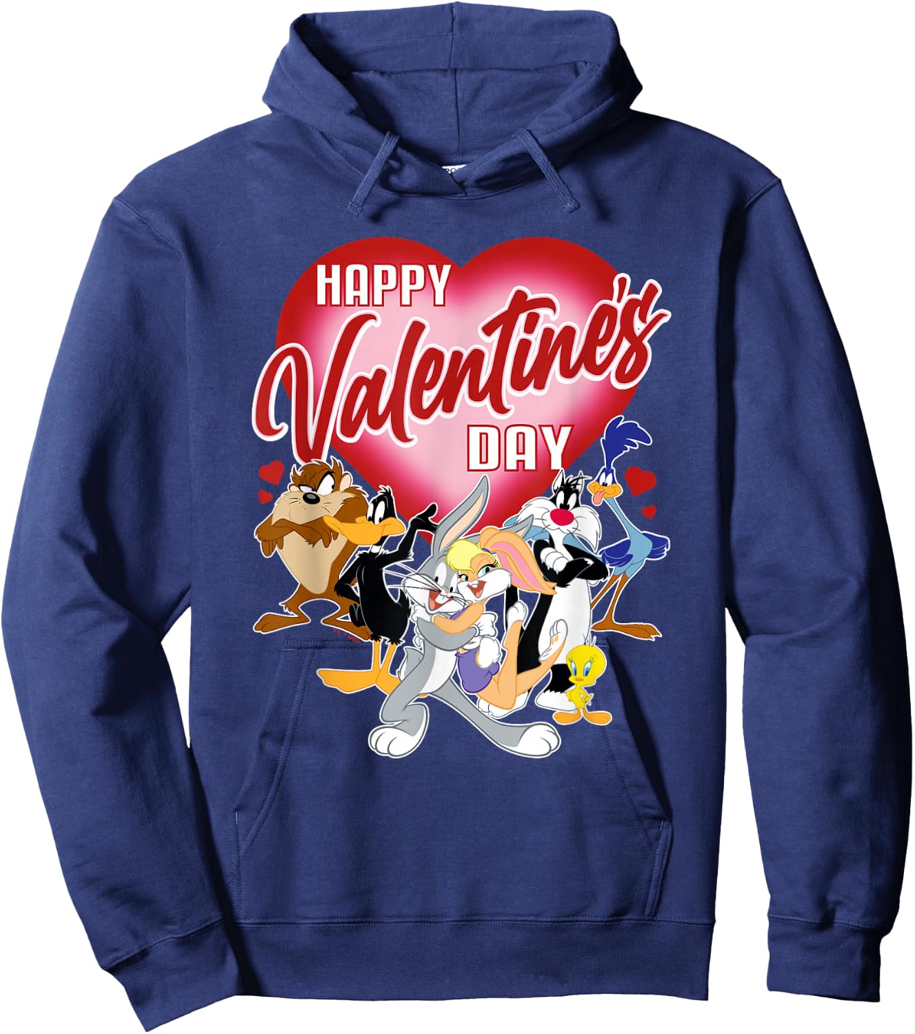 Looney Tunes Valentines Day Bugs Lola Tweety Taz Daffy Hoodie - Hoodie | Navy