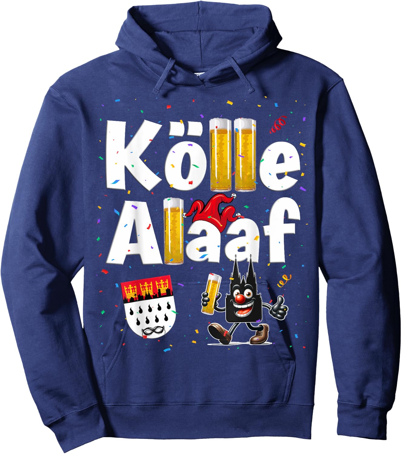 Kölle Alaaf Carnival Cologne Cathedral Jeck Carnival , black Hoodie - Hoodie | Navy