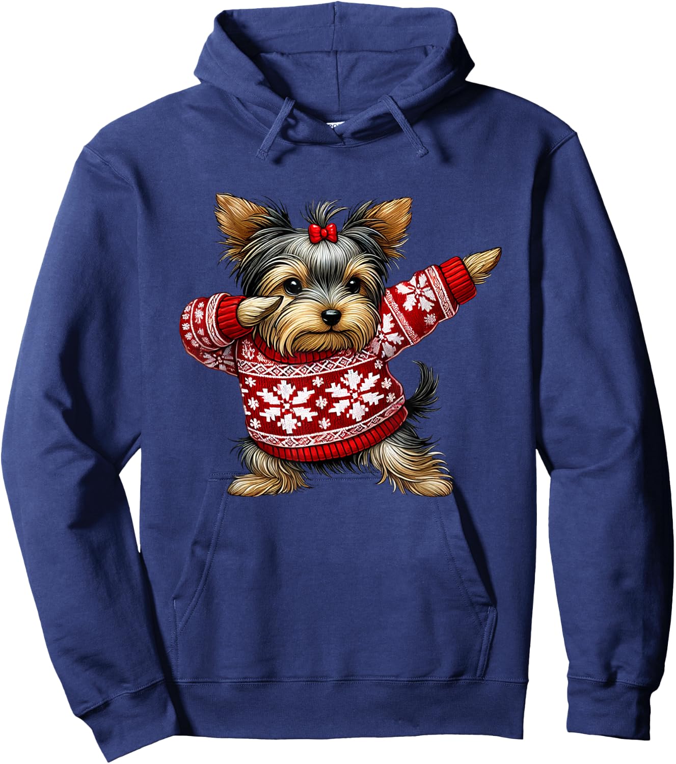 Kids, Men, Women Yorkshire Terrier Christmas Yorkie Ugly Christmas Black Short Sleeve Small Hoodie - Hoodie | Navy