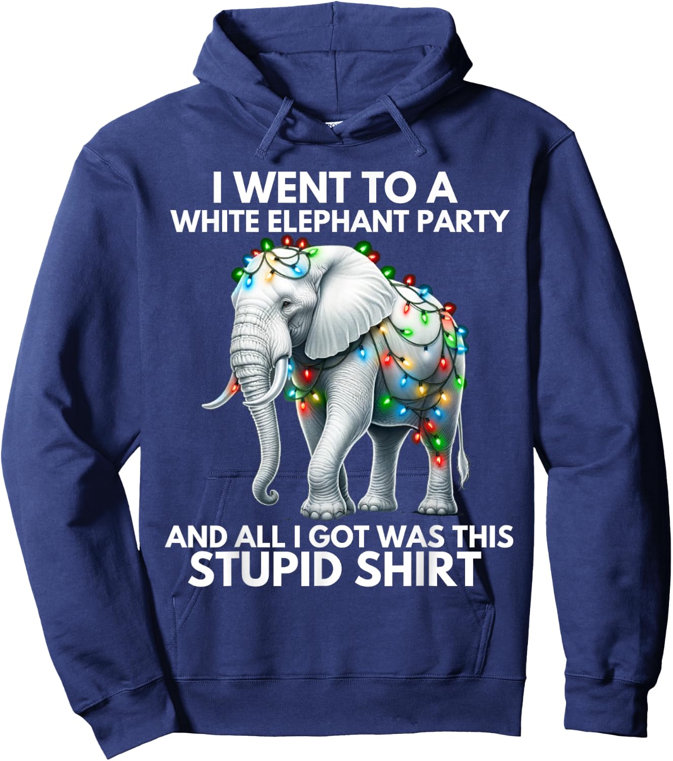 Funny White Elephant Gift Wrapped Elephant Dumb Gift Hoodie - Hoodie | Navy