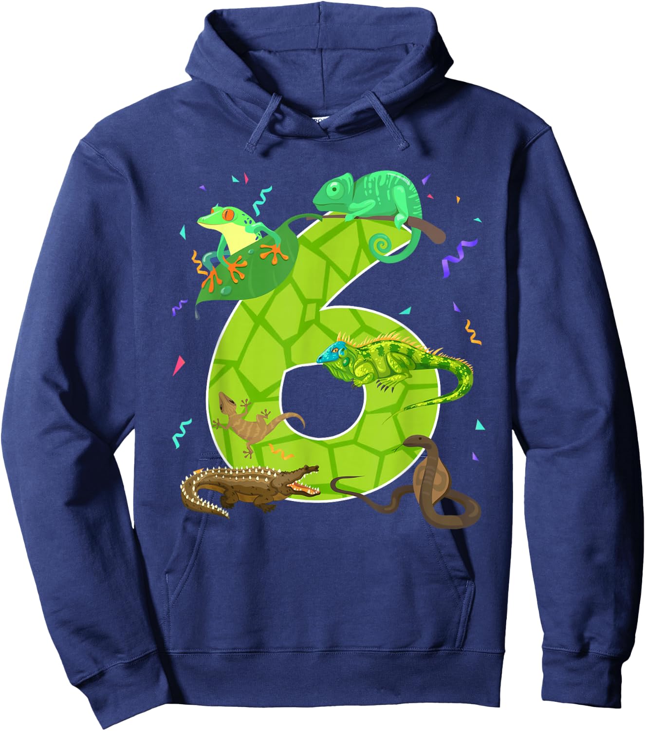 6 Year Old Boys Girls 6th Reptile Theme Birthday Party Hoodie - Hoodie | Navy