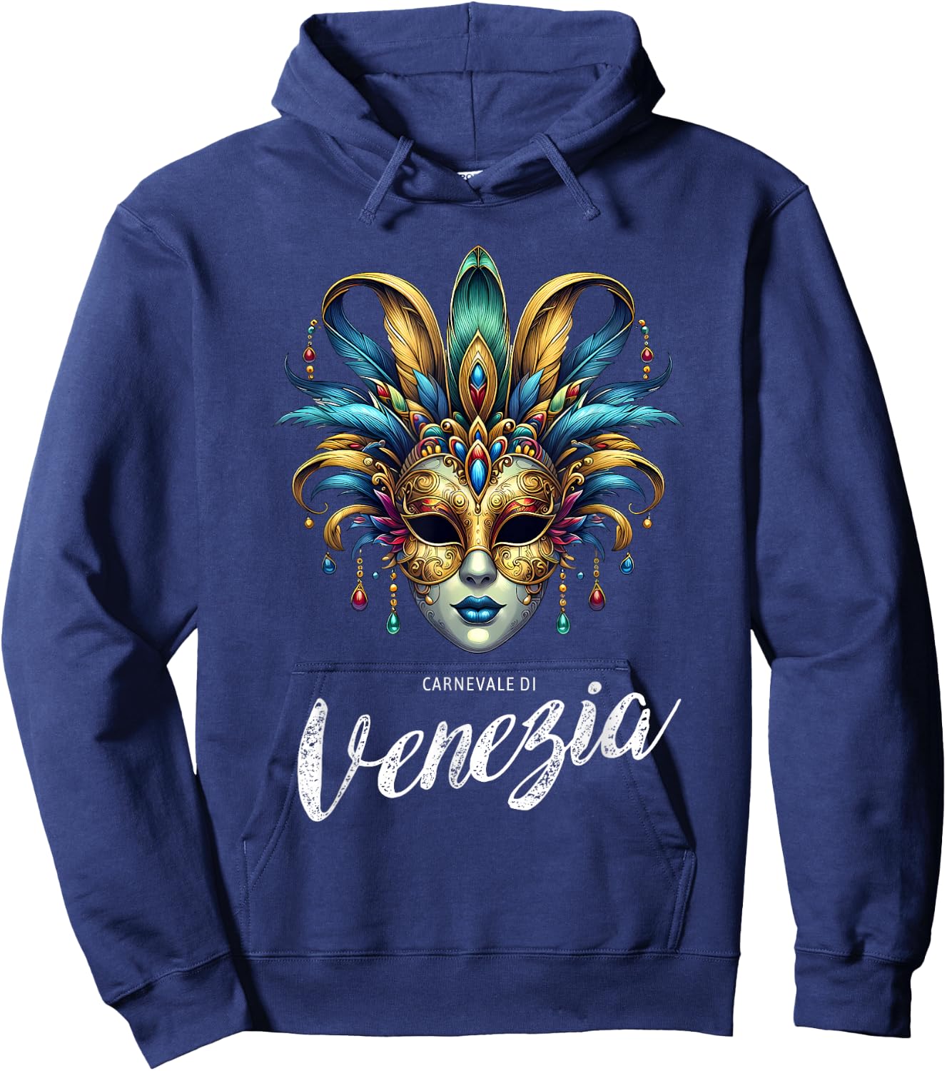 Carnevale di Venezia Traditional Mask Carnevale of Venice , Black, S Hoodie - Hoodie | Navy