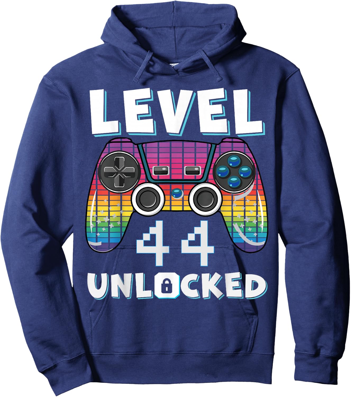 Level 44 Unlocked Funny Video Gamer 44th Birthday Gaming Hoodie - Hoodie | Navy