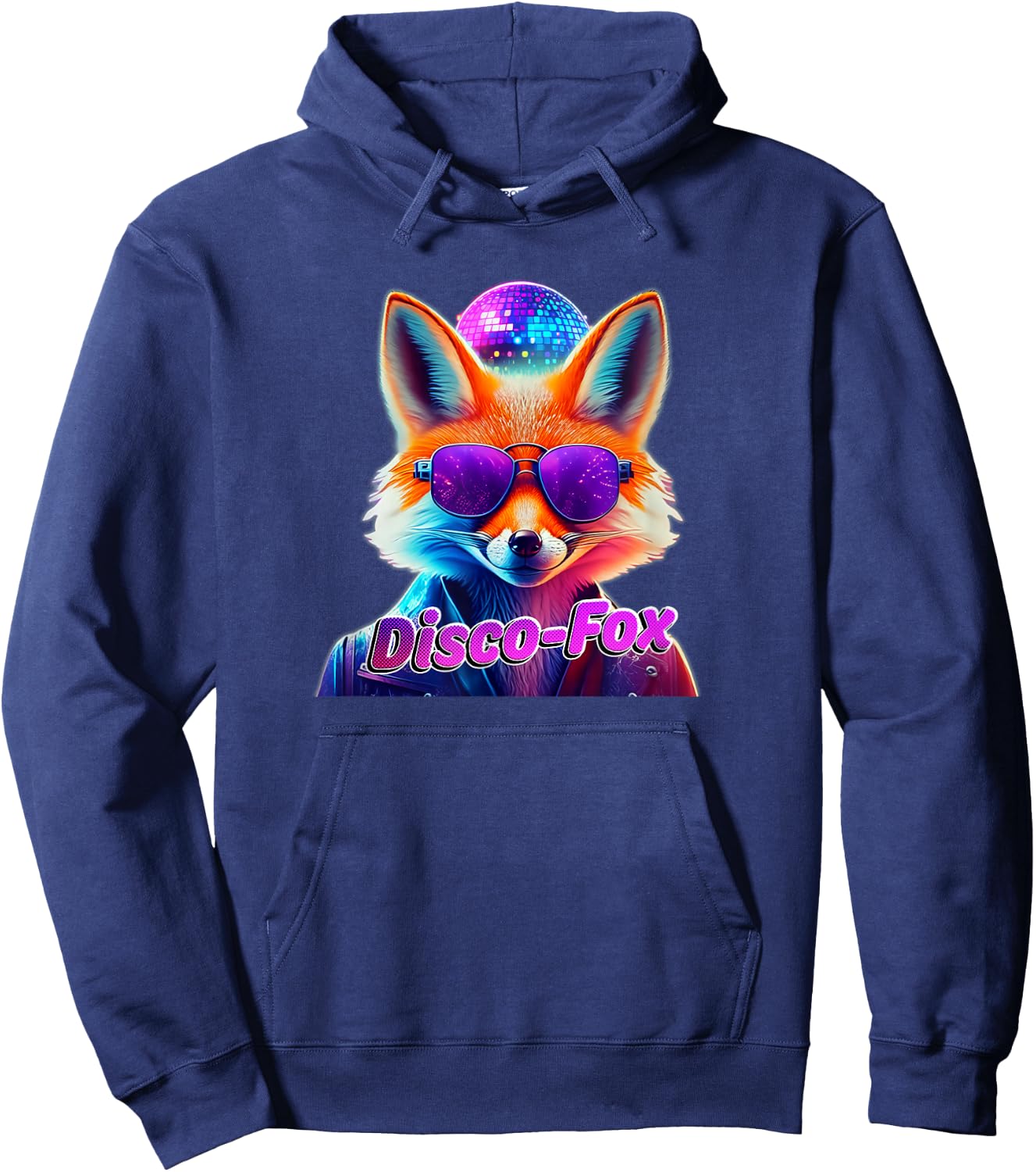 Disco-Fox 80s Funny Fox Colourful Party Funky Gift , black Hoodie - Hoodie | Navy