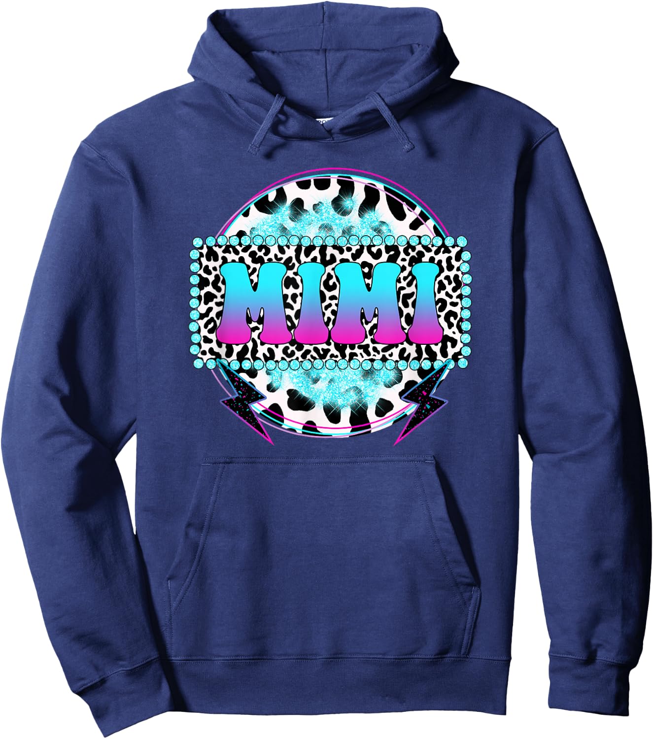 Groovy Mimi Cow Print Pattern Grandma Mother's Day Hoodie - Hoodie | Navy