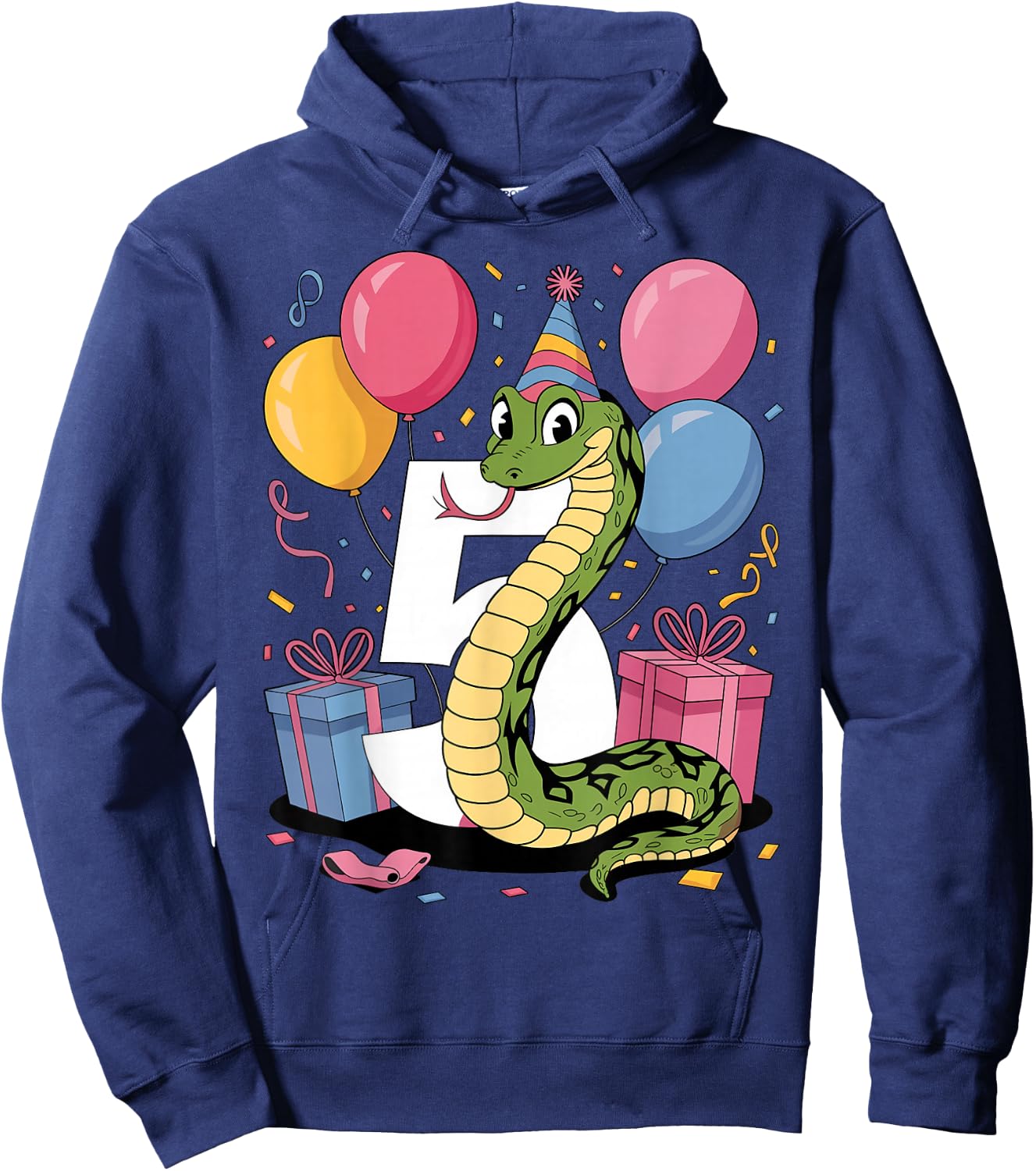 Snake 5th birthday for boy girl 5 years old fifth five Snake Hoodie - Hoodie | Navy