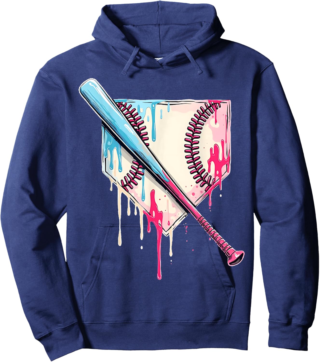Cool Sport Baseball Home Plate Drip With Sprinkles Drip Hoodie - Hoodie | Navy