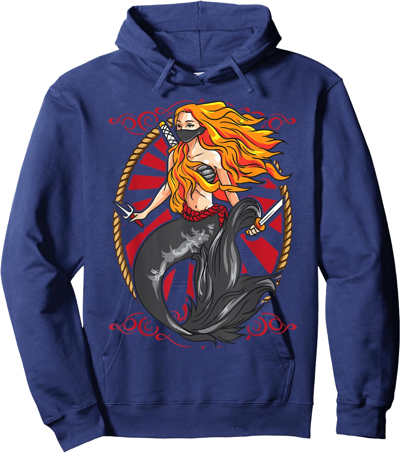 Ninja Mermaid | Cool Shinobi Mercenary Warrior Graphic Gift Hoodie - Hoodie | Navy