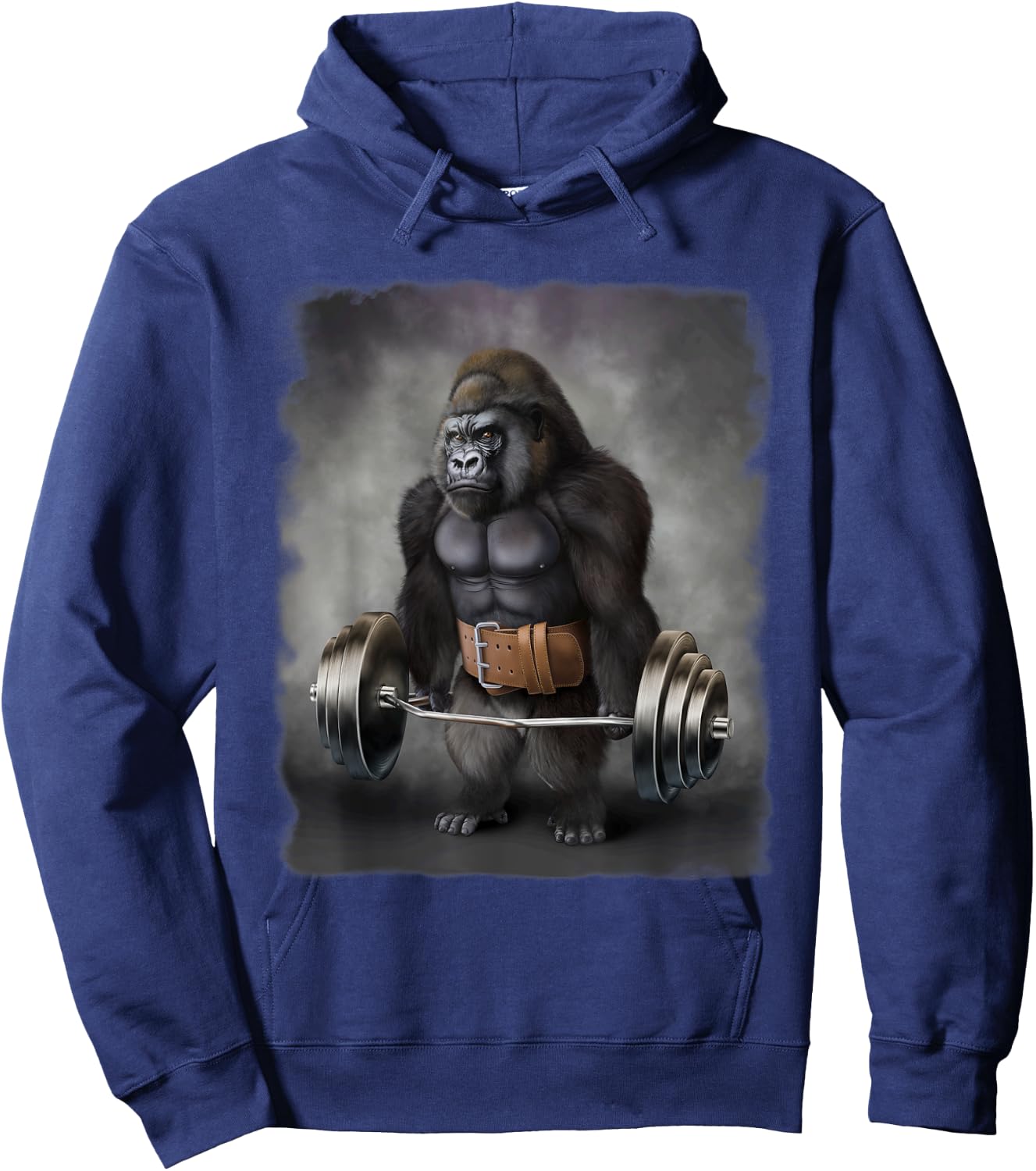 Gorilla Muscle Training with Barbell Shrug Bar Fitness Gym Hoodie - Hoodie | Navy
