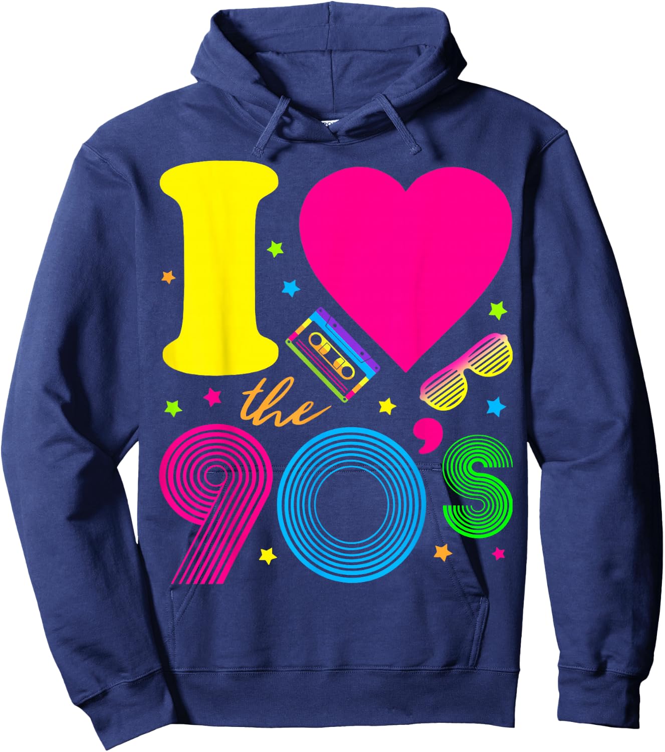 1990's 90s I Heart The Nineties Hoodie - Hoodie | Navy
