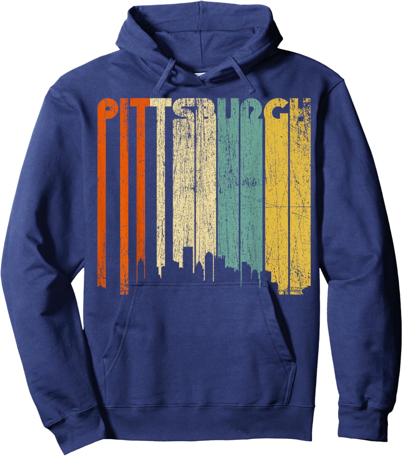 Pittsburgh City Retro Vintage 70s Style Souvenir Hoodie - Hoodie | Navy