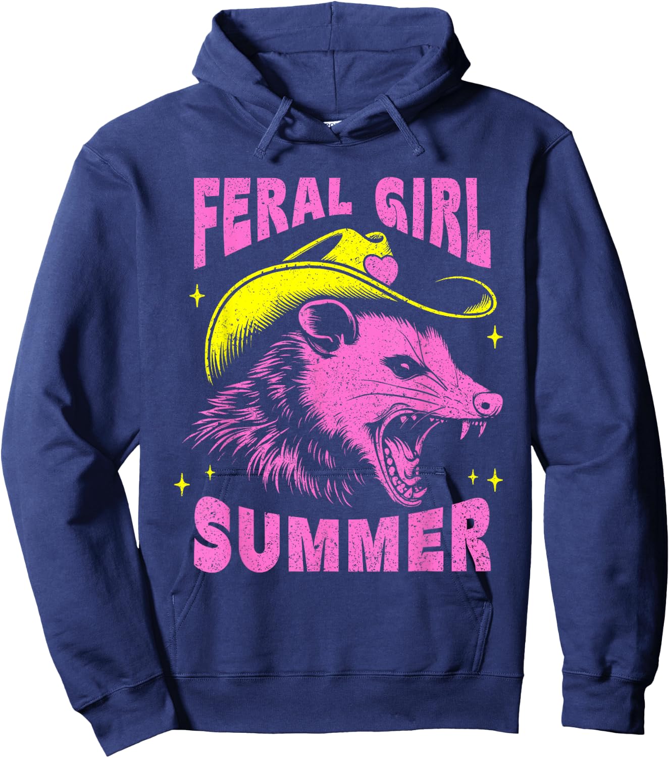 Feral Girl Summer Opossum Vintage Hoodie - Hoodie | Navy