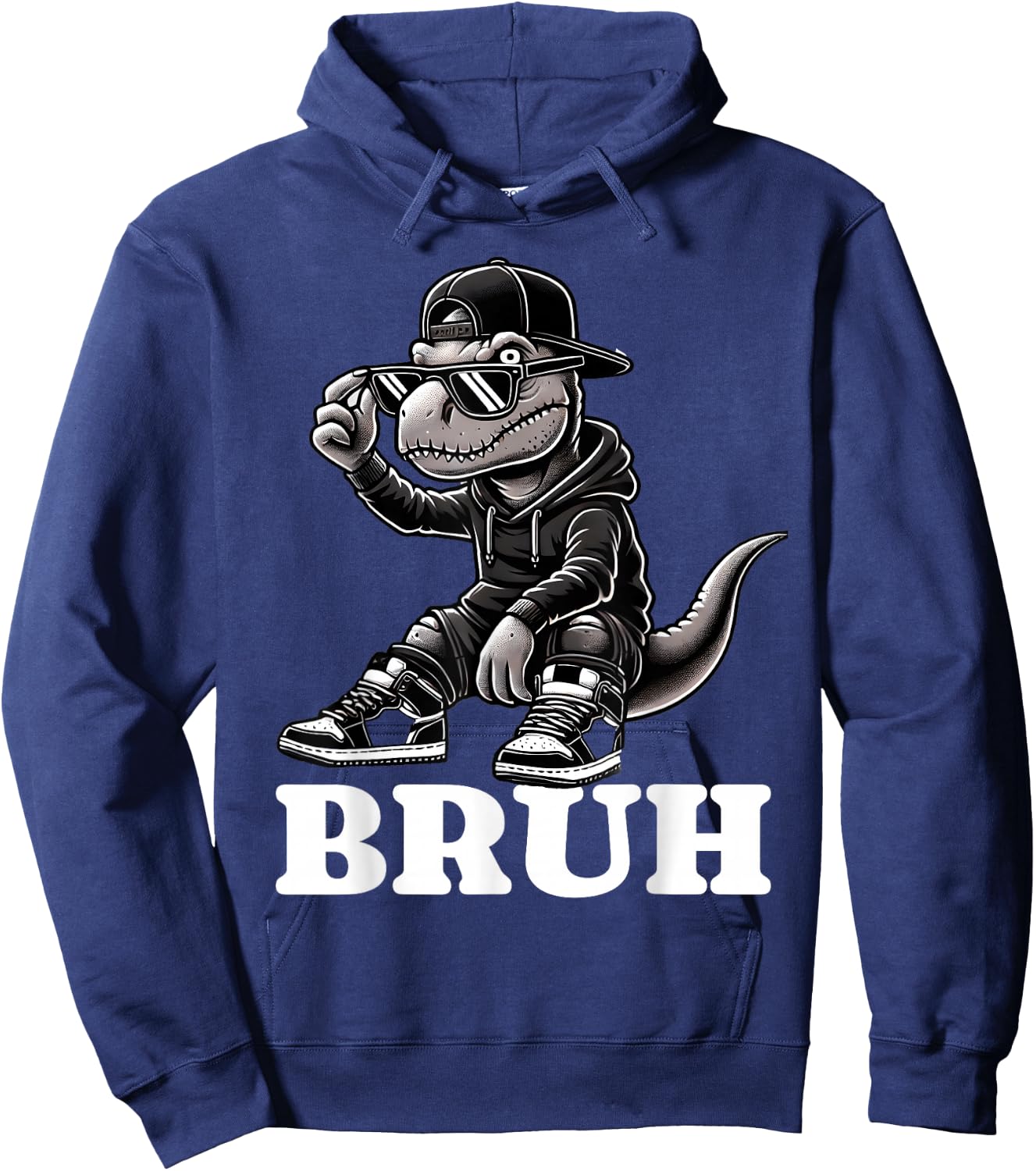 Hip Hop T Rex Dinosaur Bruh Funny Boys Teens Saying Humor Hoodie - Hoodie | Navy