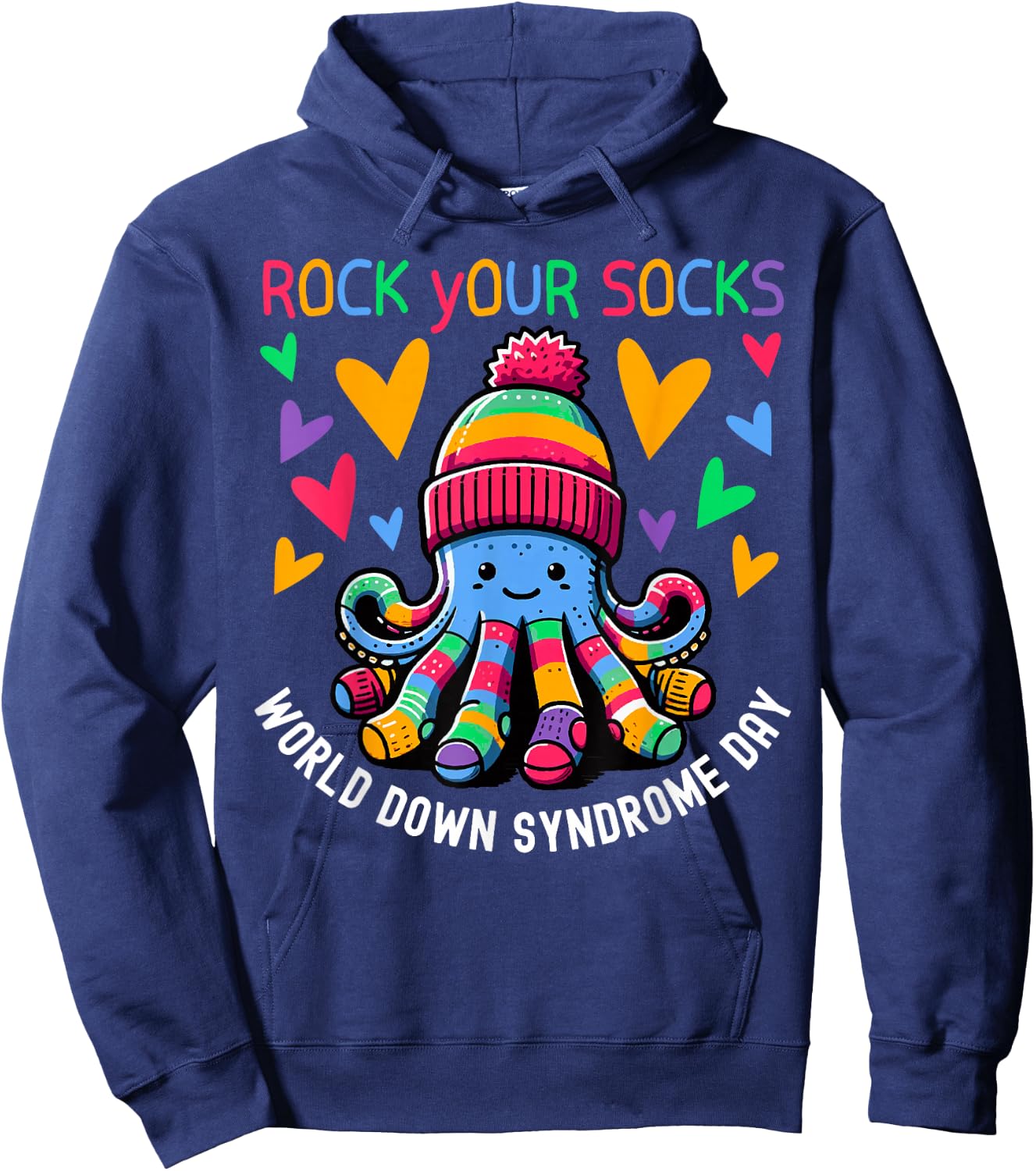 Rock Your Socks Down Syndrome Awareness Day Octopus WDSD Hoodie - Hoodie | Navy