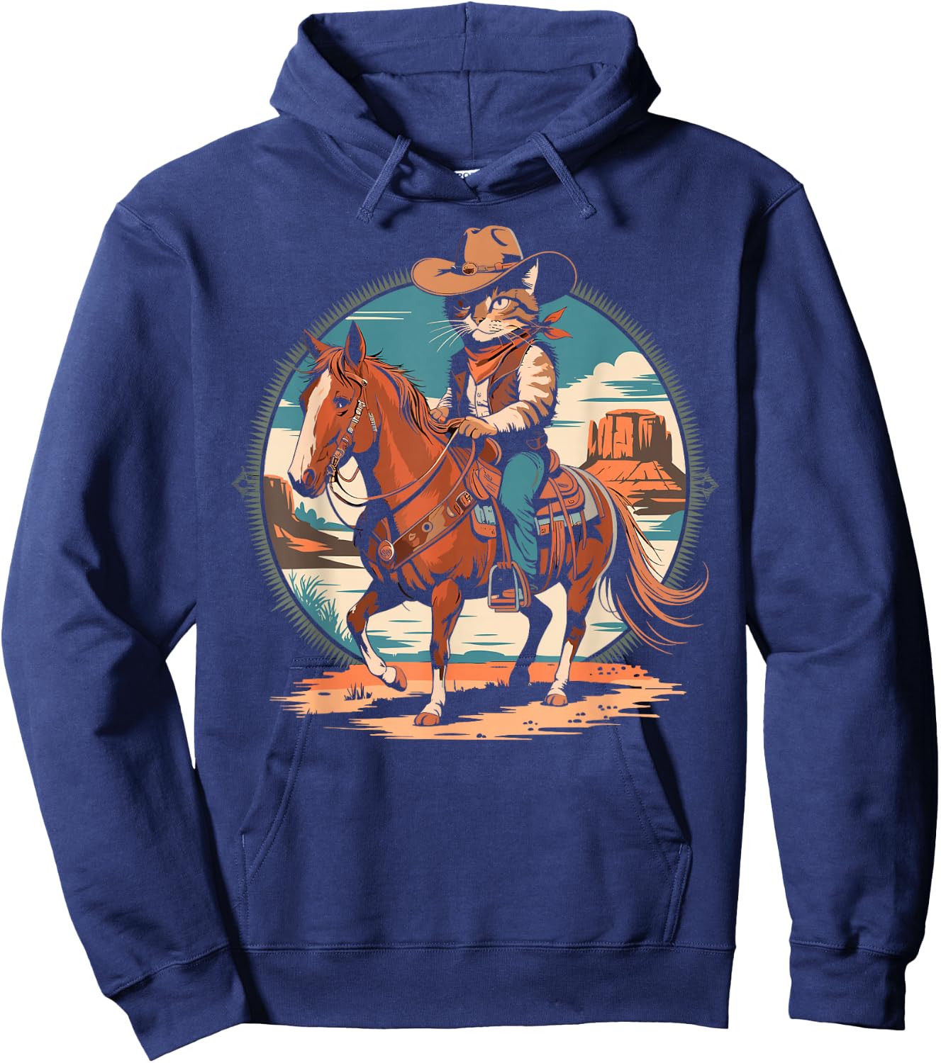 Cowboy Cat Horse Rider Western Texas Meowdy Funny Cats Lover Hoodie - Hoodie | Navy