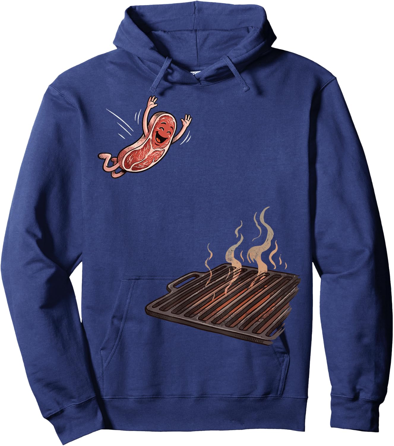 Steak Jumping on to Grill Funny BBQ Hoodie - Hoodie | Navy