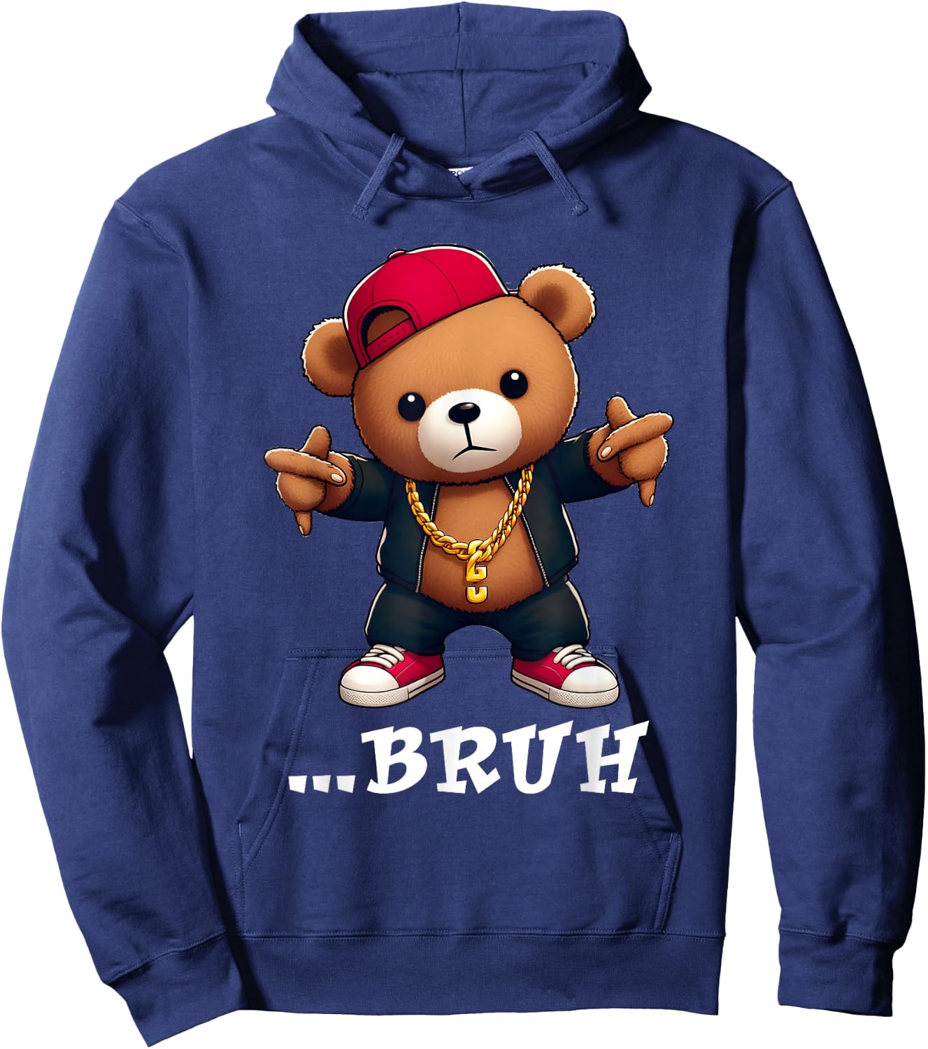 Bruh Meme Hip Hop Teddy Bear Life Street Style Teenager Hoodie - Hoodie | Navy