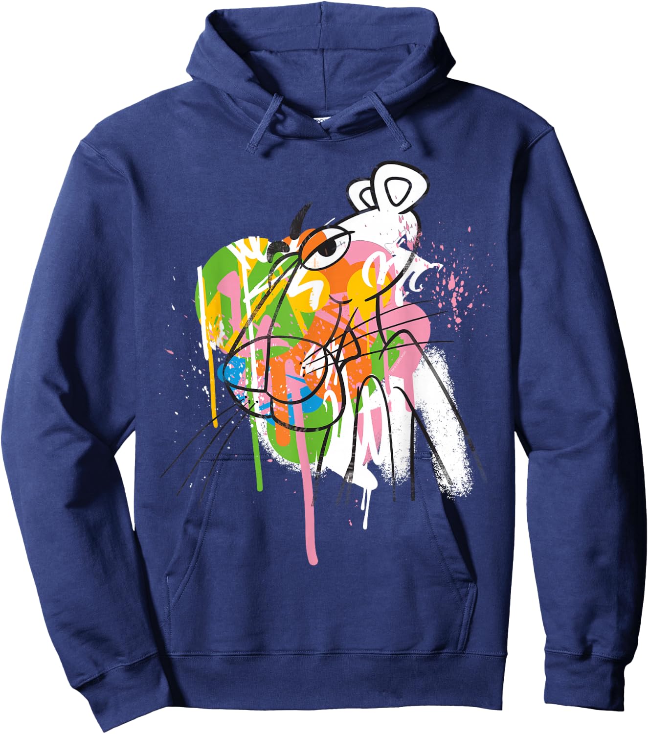 Pink Panther Graffiti Black Line Art Hoodie - Hoodie | Navy