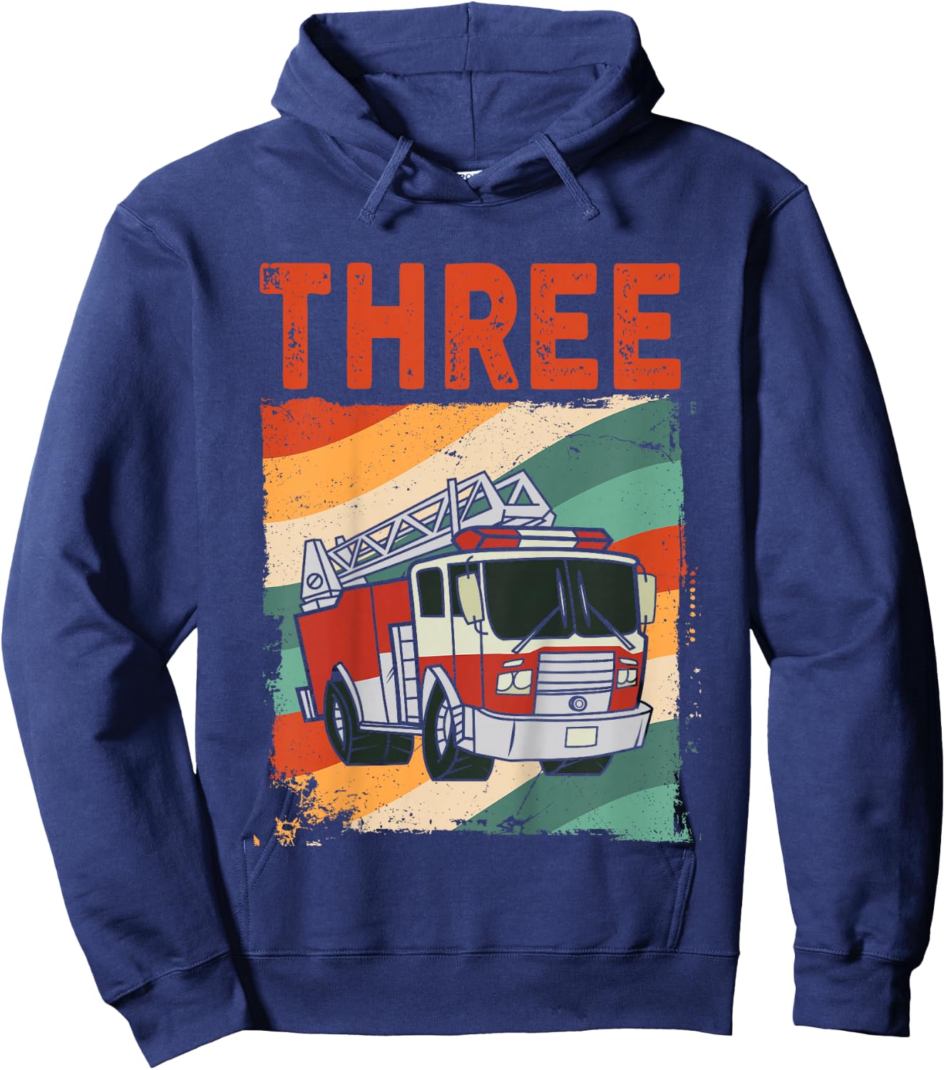 3 Year Old Shirt 3rd Birthday Boy Firefighter Fire Truck Hoodie - Hoodie | Navy