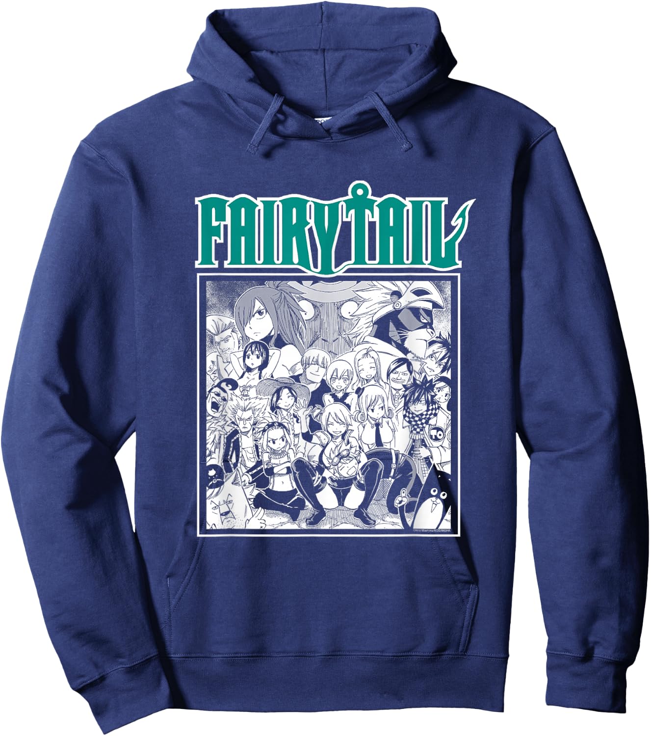 Fairy Tail Manga Group Photo in Black and White , Black Hoodie - Hoodie | Navy