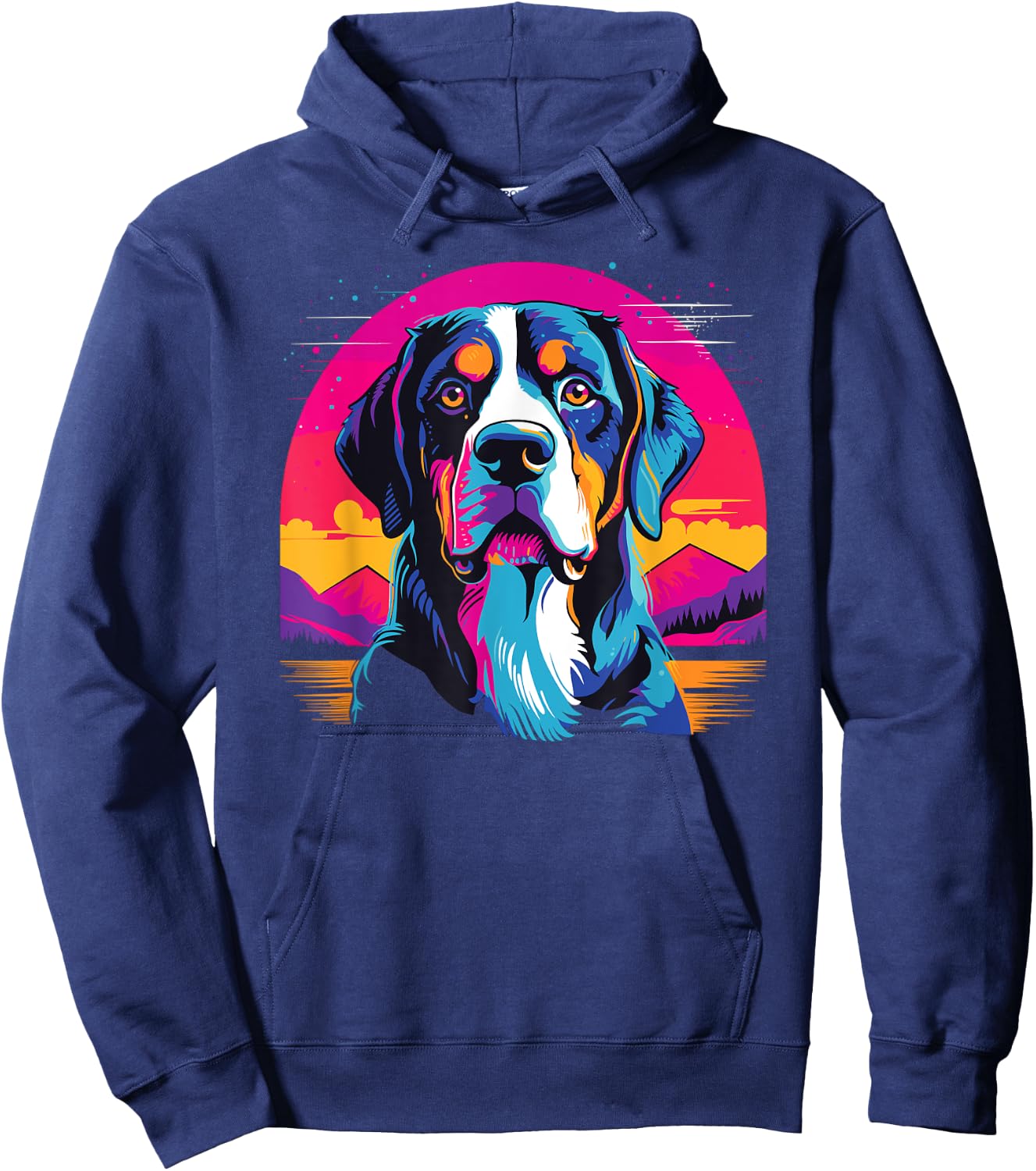 Watercolor Colorful Greater Swiss Mountain Dog Women Kids Hoodie - Hoodie | Navy