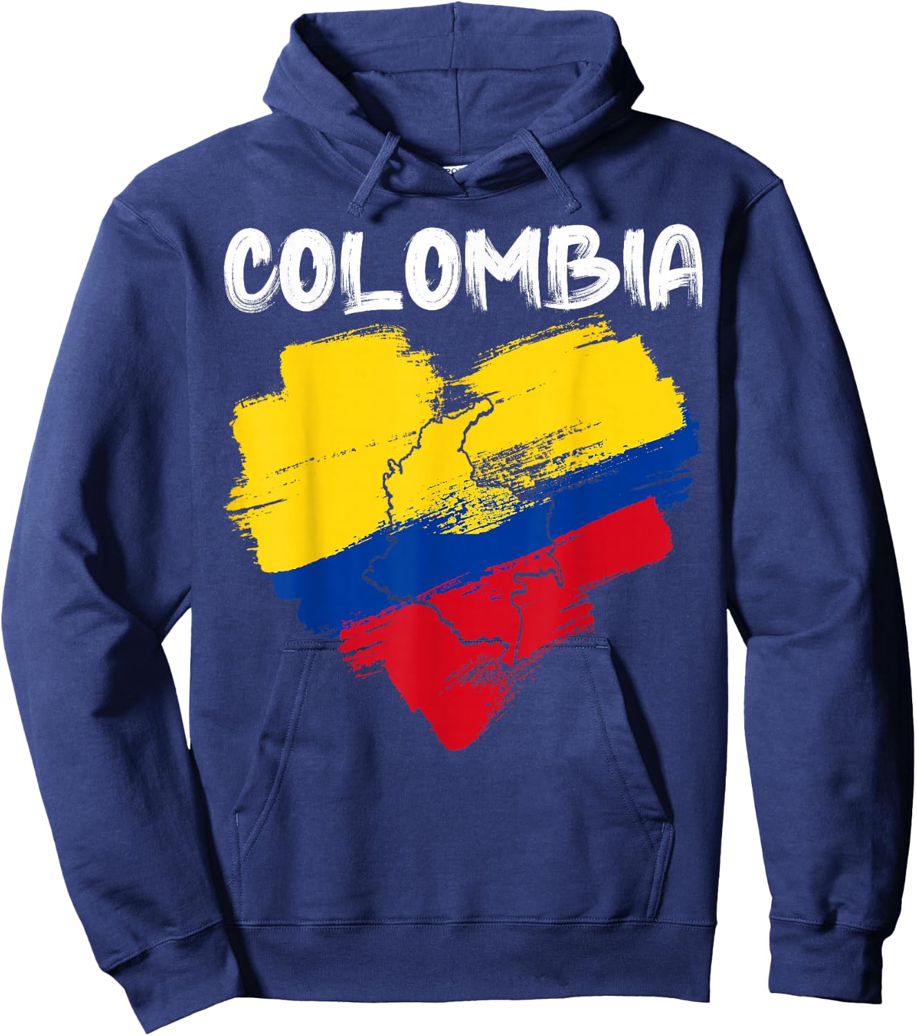 Colombia Pride Hispanic Heritage Month Colombian Flag Heart Hoodie - Hoodie | Navy