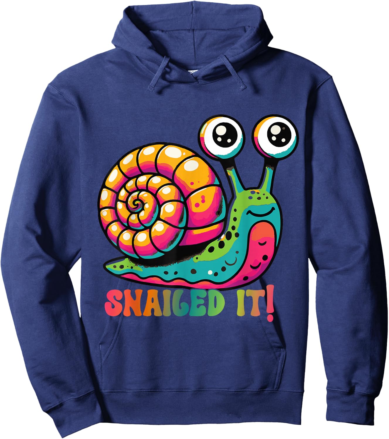 Funny Snail Snailed It! Kids Men Women - Black, Small - Short Sleeve - Modern, Cartoon, Animal Theme Hoodie - Hoodie | Navy