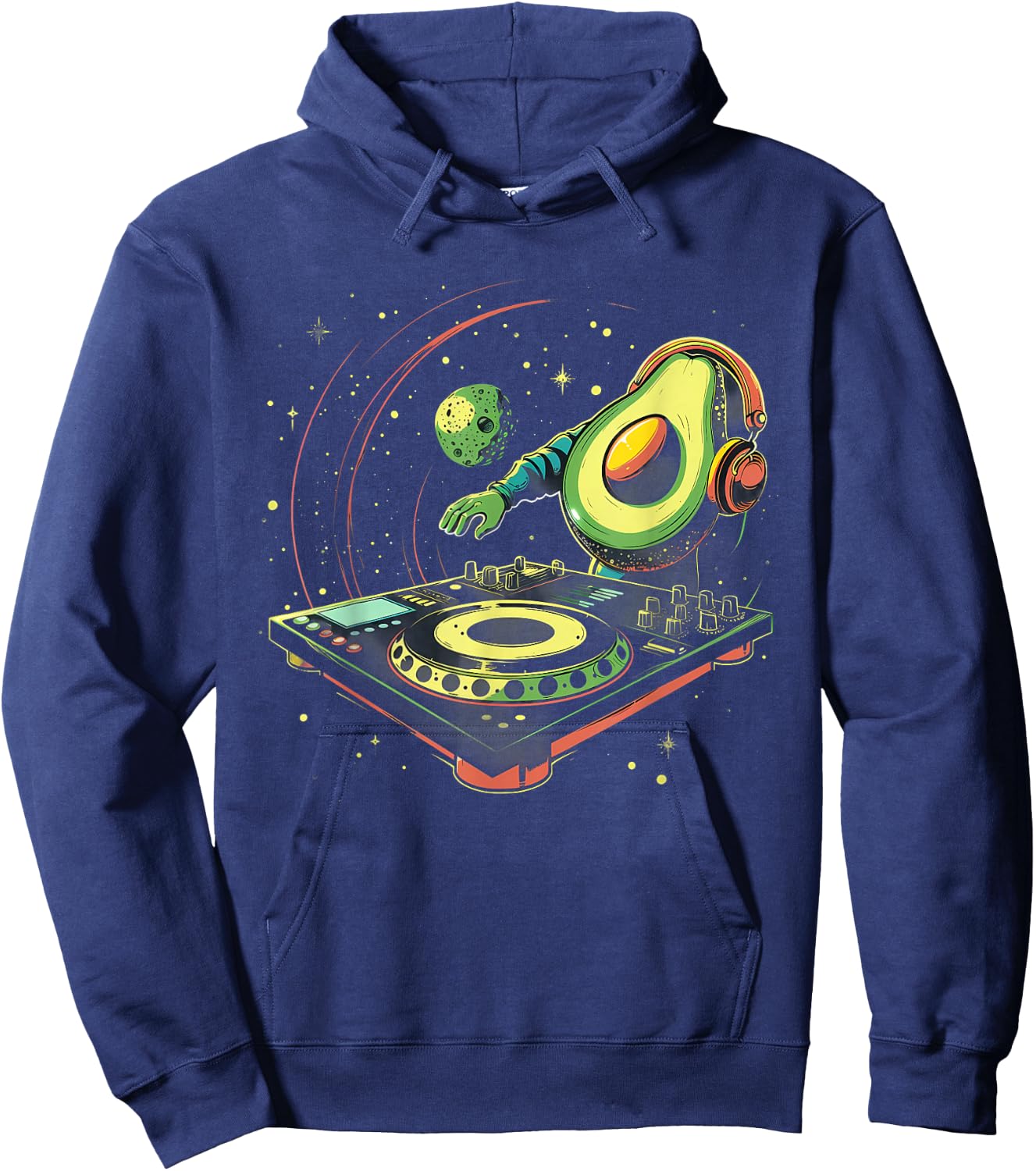 Avocado Music DJ Turntable DJ Avocado Fruits EDM Space Hoodie - Hoodie | Navy
