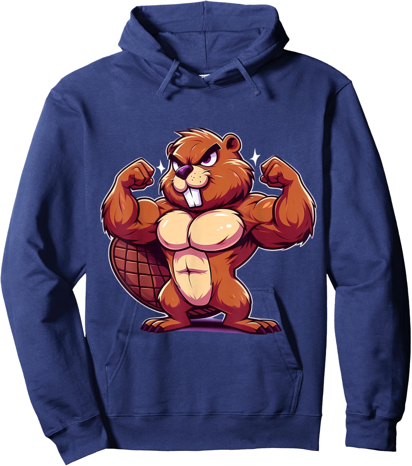 Beaver Flexing Muscles Fan Lover Bodybuilding Gym Workout Hoodie - Hoodie | Navy