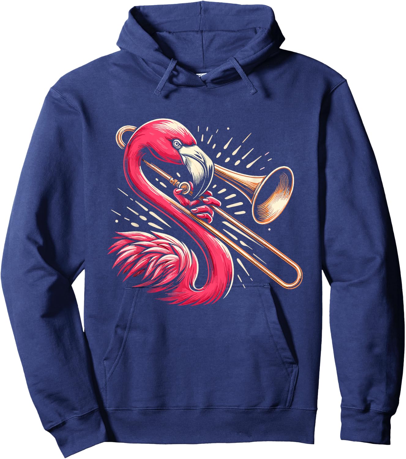 Flamingo Trombone Player Hoodie - Hoodie | Navy