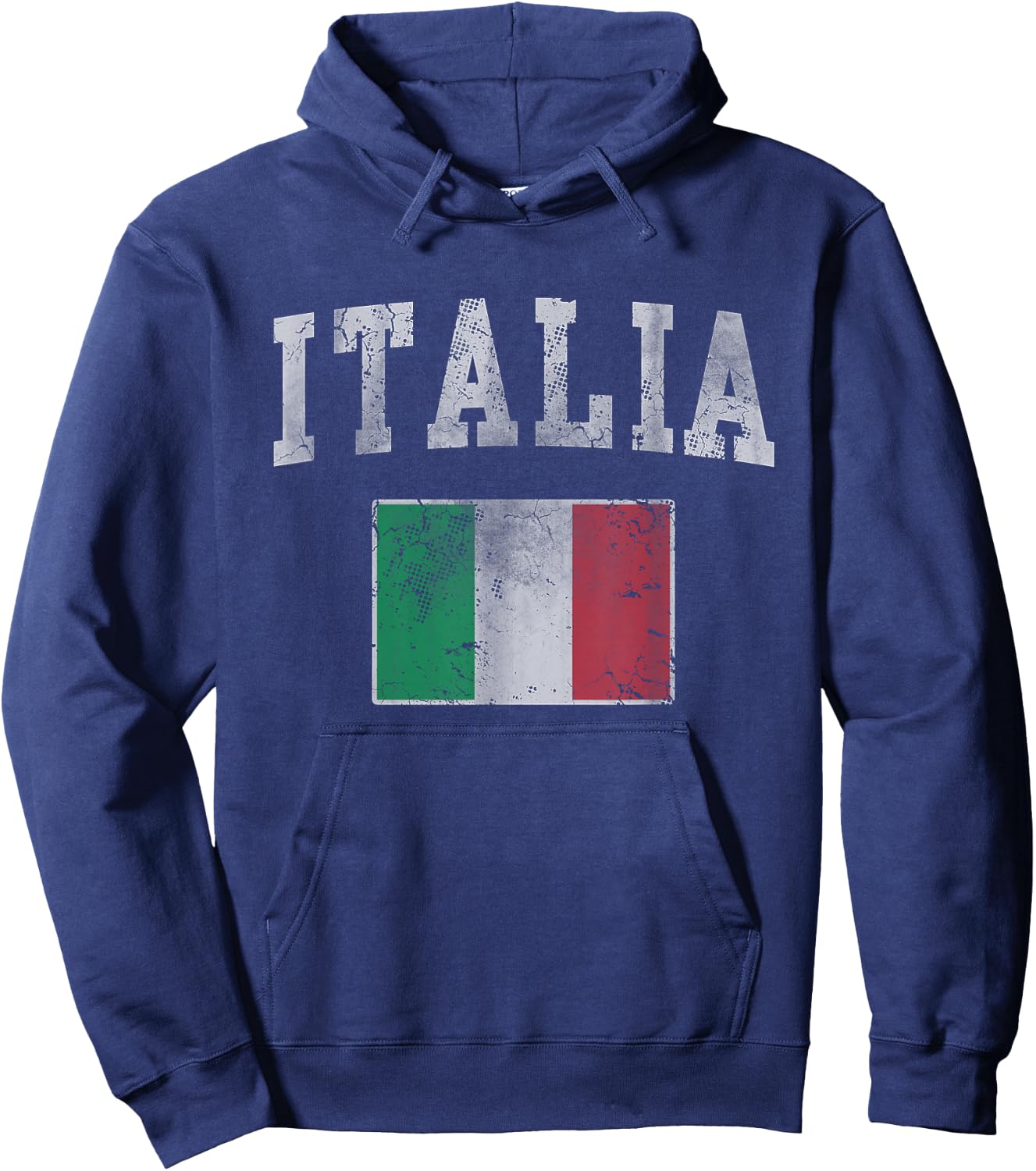 Vintage Italia Italian Flag Italy Retro Distressed Hoodie - Hoodie | Navy