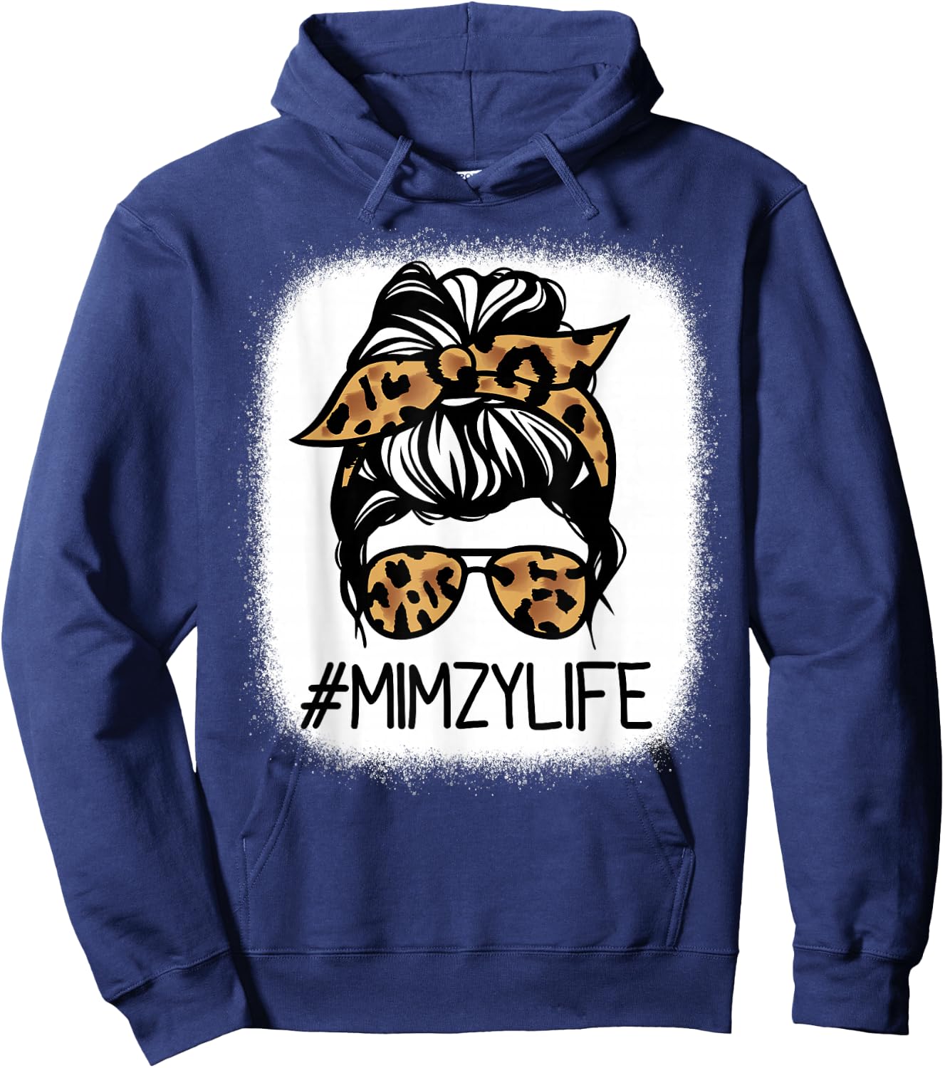 MIMZY Leopard Messy Bun Mother's Day for Grandmothers Hoodie - Hoodie | Navy
