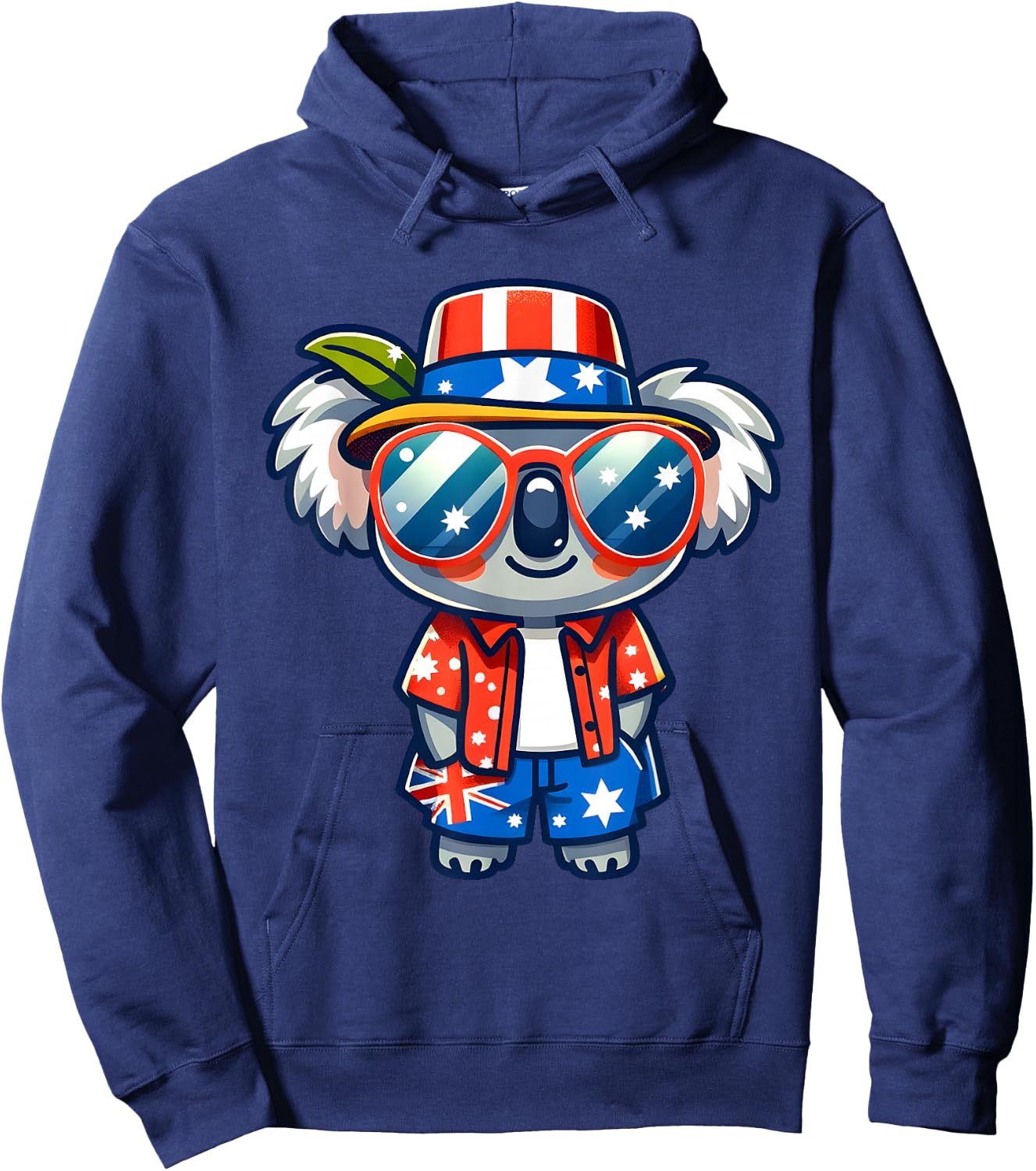 Koala USA Flag Australia Day Australian Flag Born Adult Kids Hoodie - Hoodie | Navy