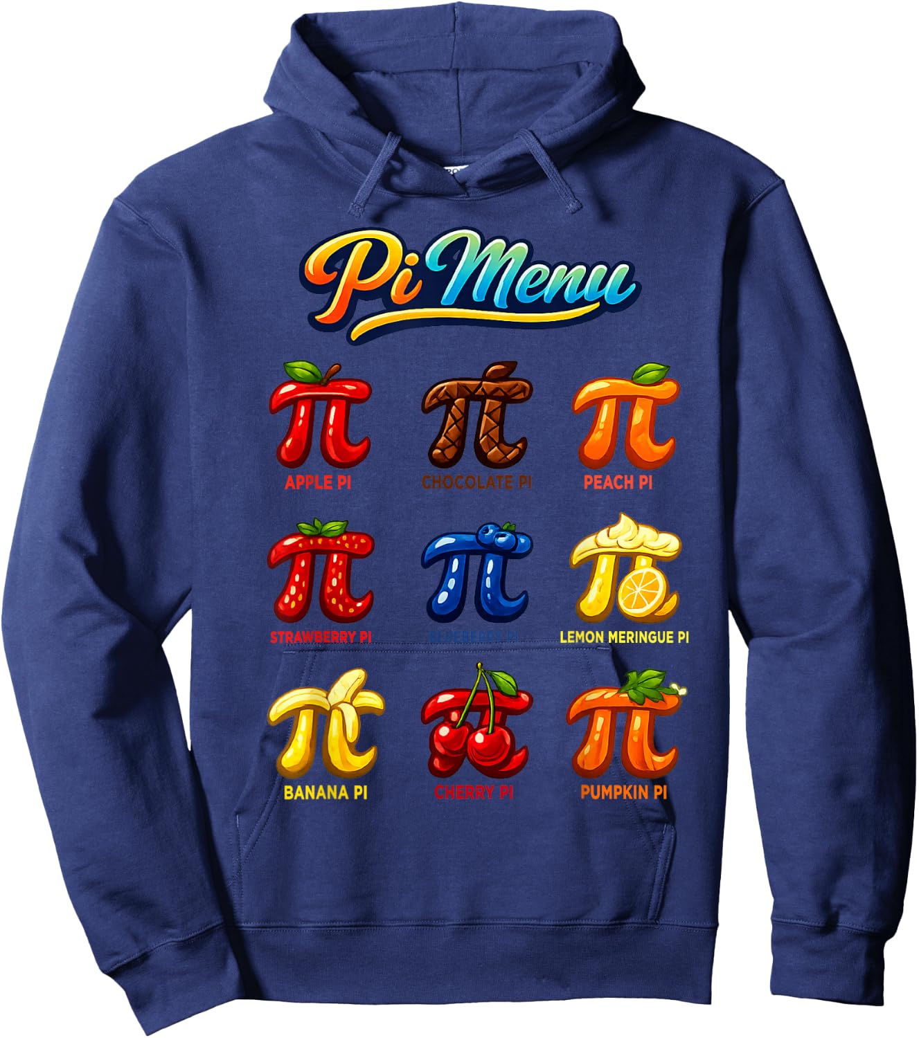 Dessert Flavor Pi Menu Apple Chocolate Peach Berry Pie Hoodie - Hoodie | Navy