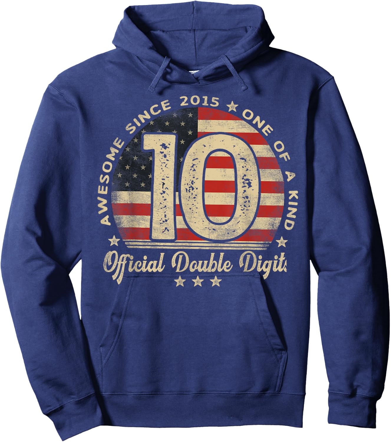 Awesome Since 2015 Official Double Digits 10th Birthday Hoodie - Hoodie | Navy