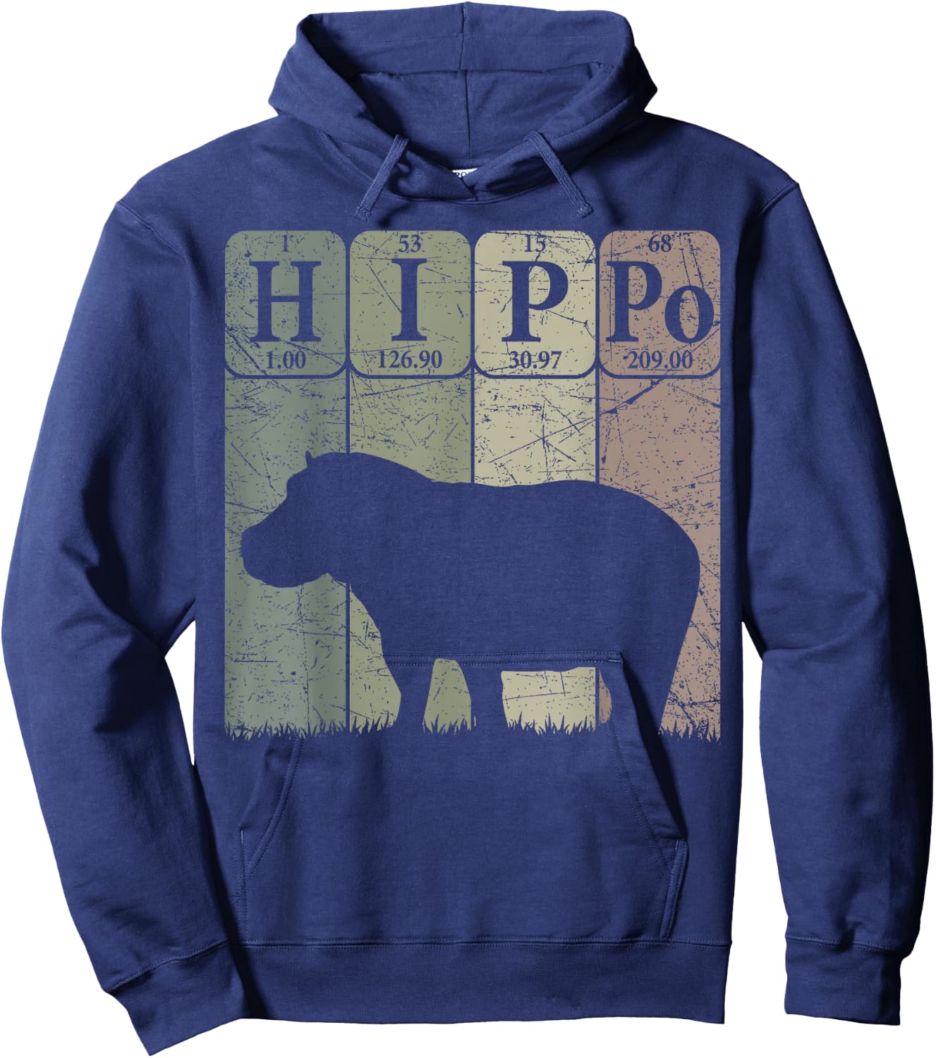 Hippo Periodic Table Elements Rhino Lover Hippopotamus Retro Hoodie - Hoodie | Navy