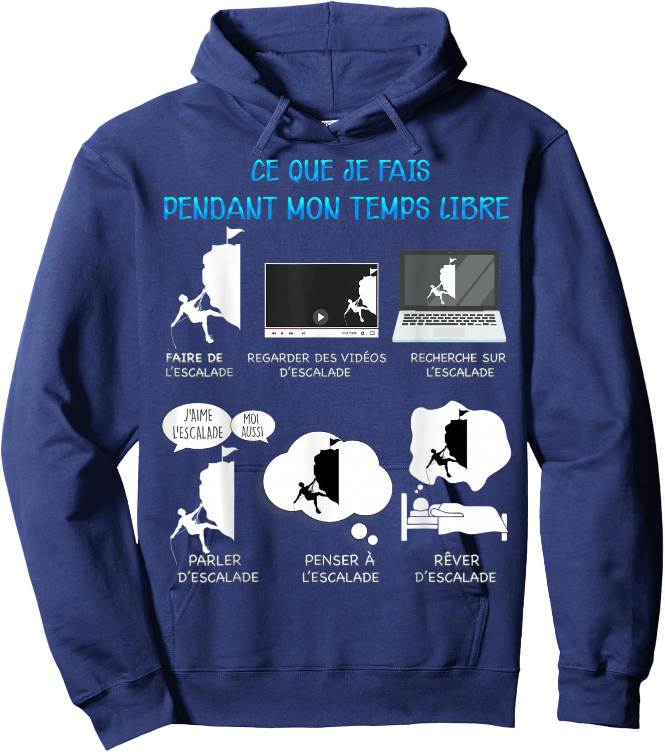Climbing Mountain Climber Free Time Humour Man Woman , Black, S Hoodie - Hoodie | Navy