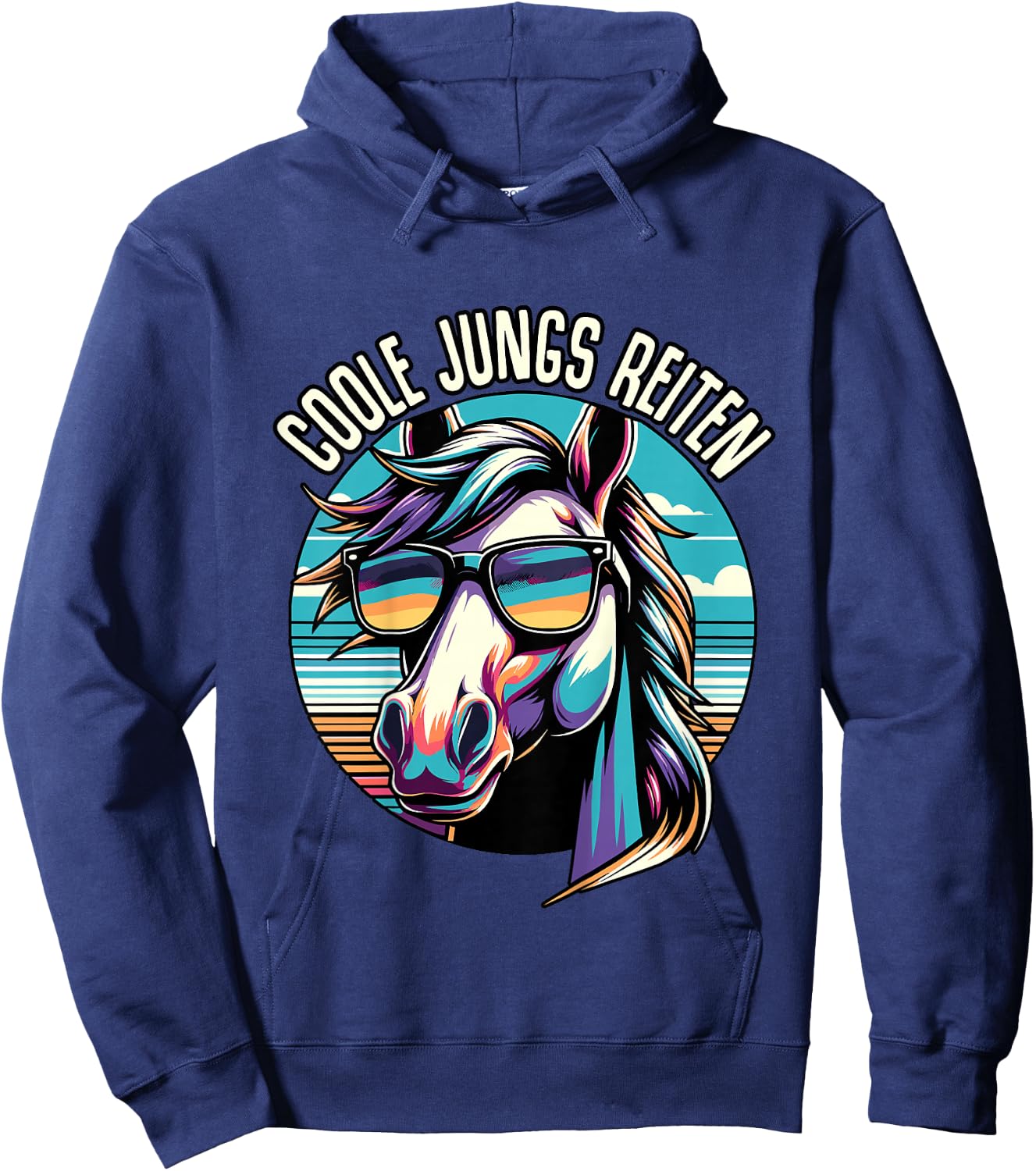 Kinder Coole Jungs Reiten Pferd Reiter Jungen Pferde Reitsport Hoodie - Hoodie | Navy