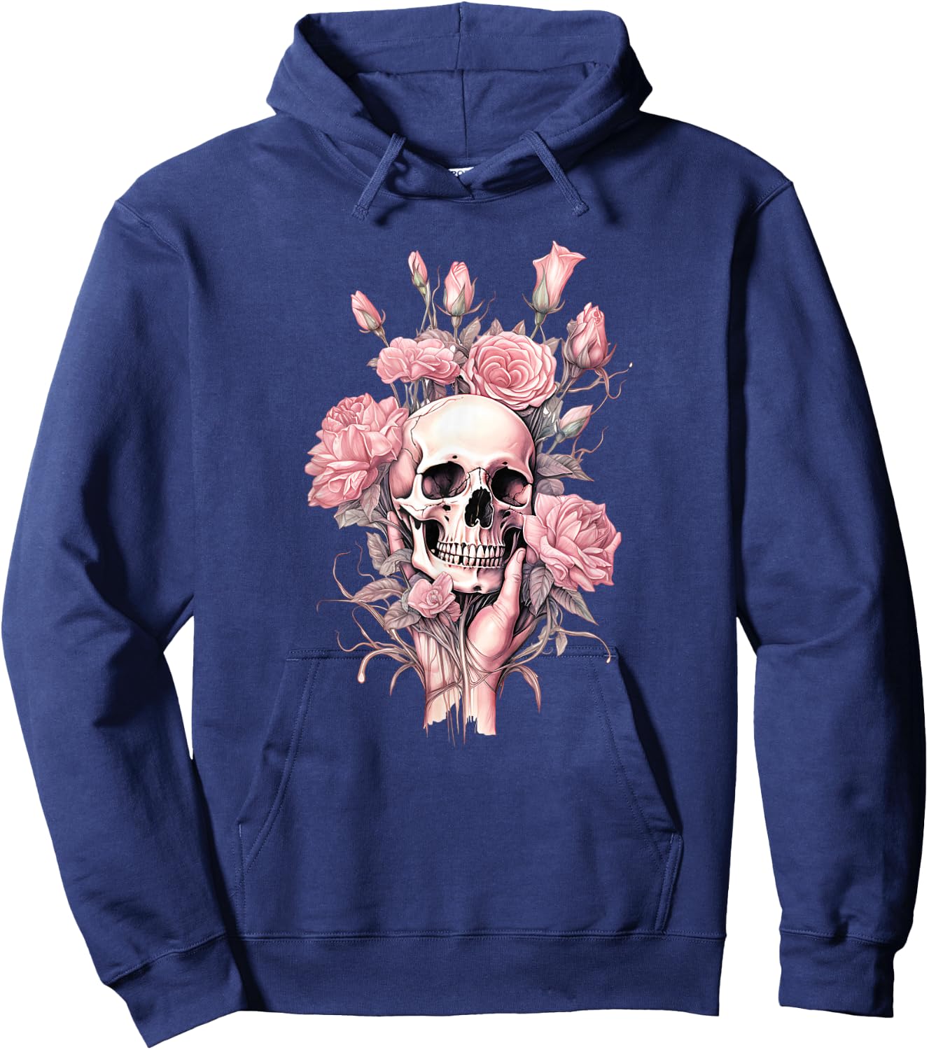 Rose Skull Skeleton Design for Girls & Women in Pink , black Hoodie - Hoodie | Navy