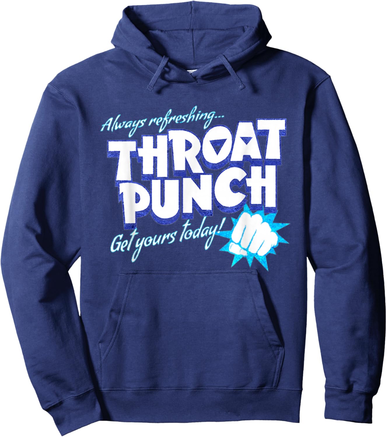 Distressed Refreshing Throat Punch Blue Hoodie - Hoodie | Navy
