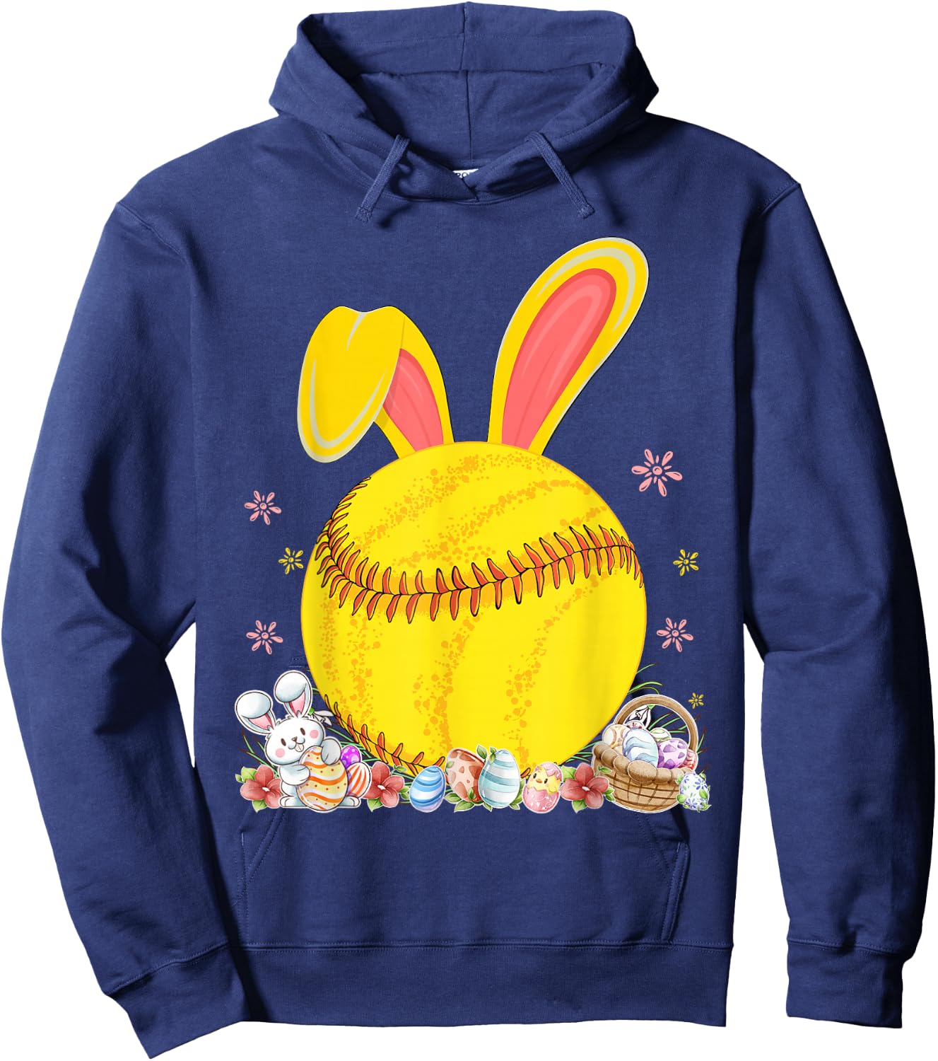 Bunny Softball Easter Eggs Softball Player Easter Day Hoodie - Hoodie | Navy
