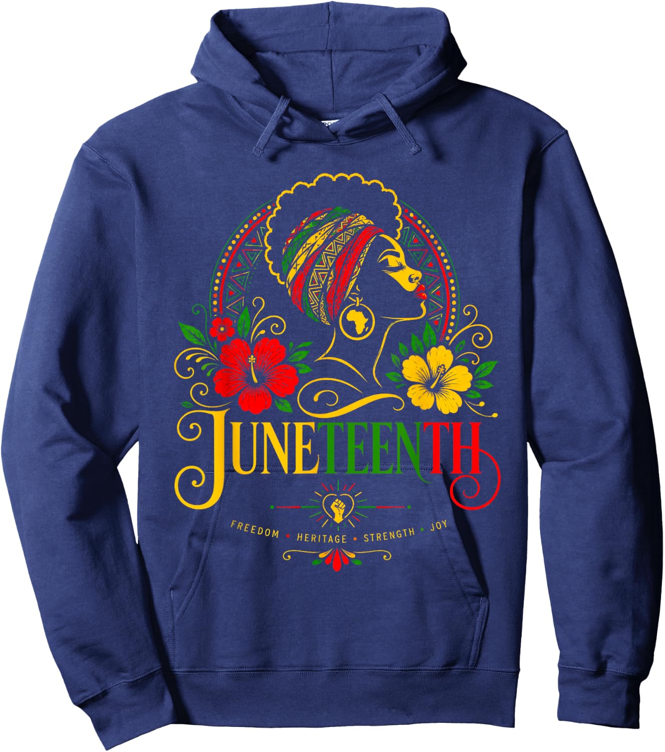 Juneteenth Black History Melanin Queen Women Girls Hoodie - Hoodie | Navy