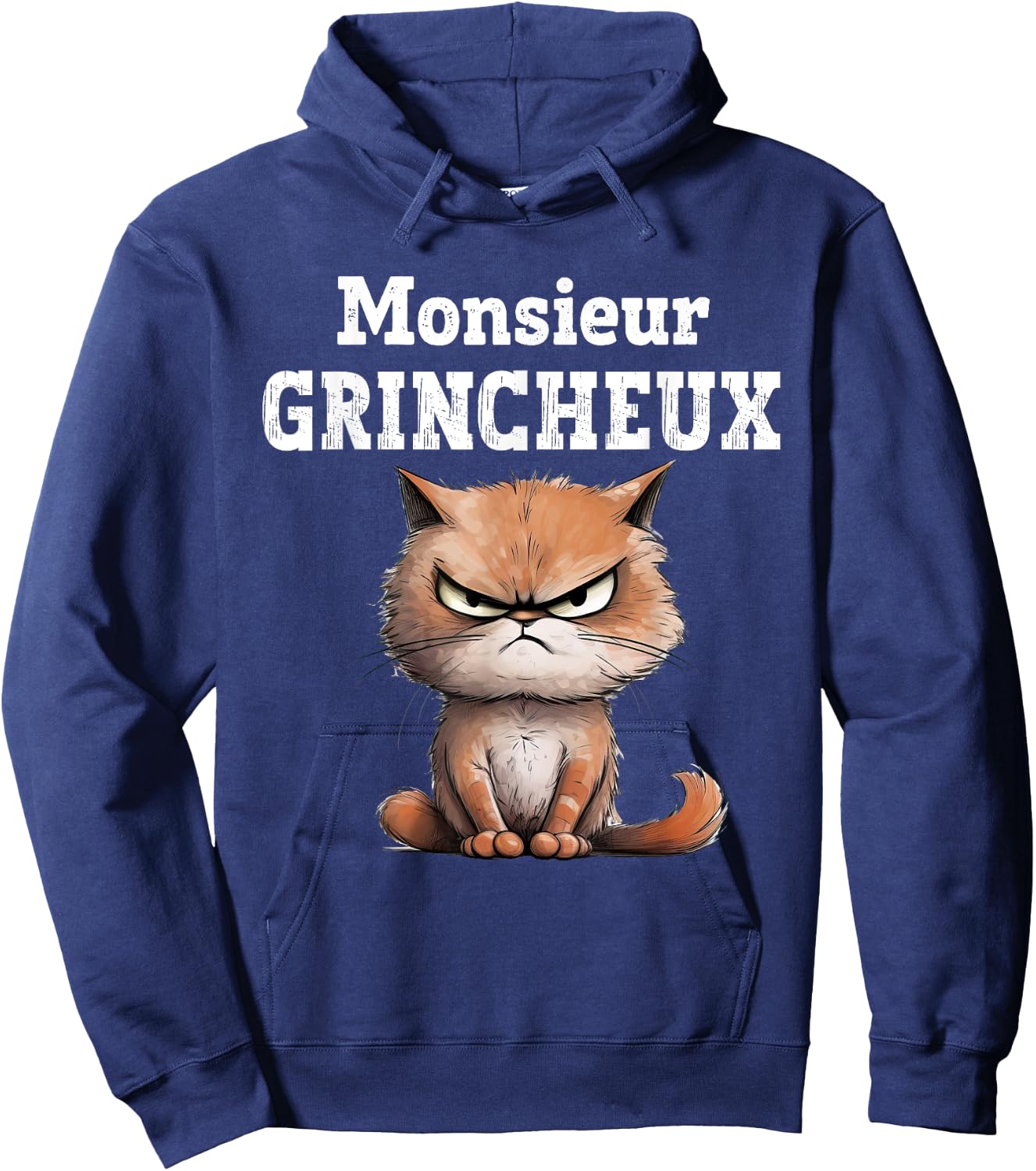 Monsieur Grincheux Mood Grognon Original Humor , Black, S Hoodie - Hoodie | Navy