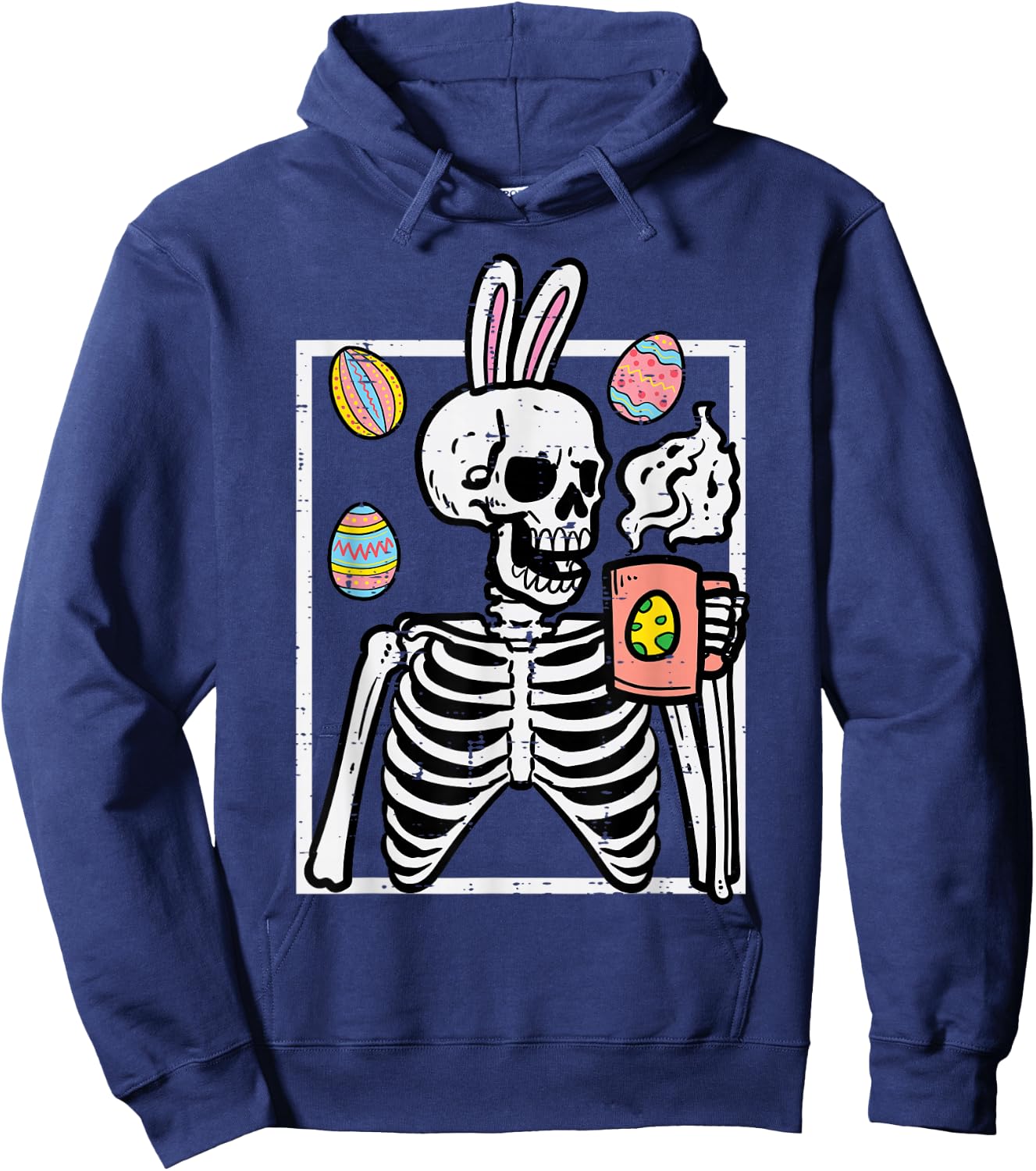 Easter Skeleton Bunny Coffee Rabbit Men Women Kids Teens Hoodie - Hoodie | Navy