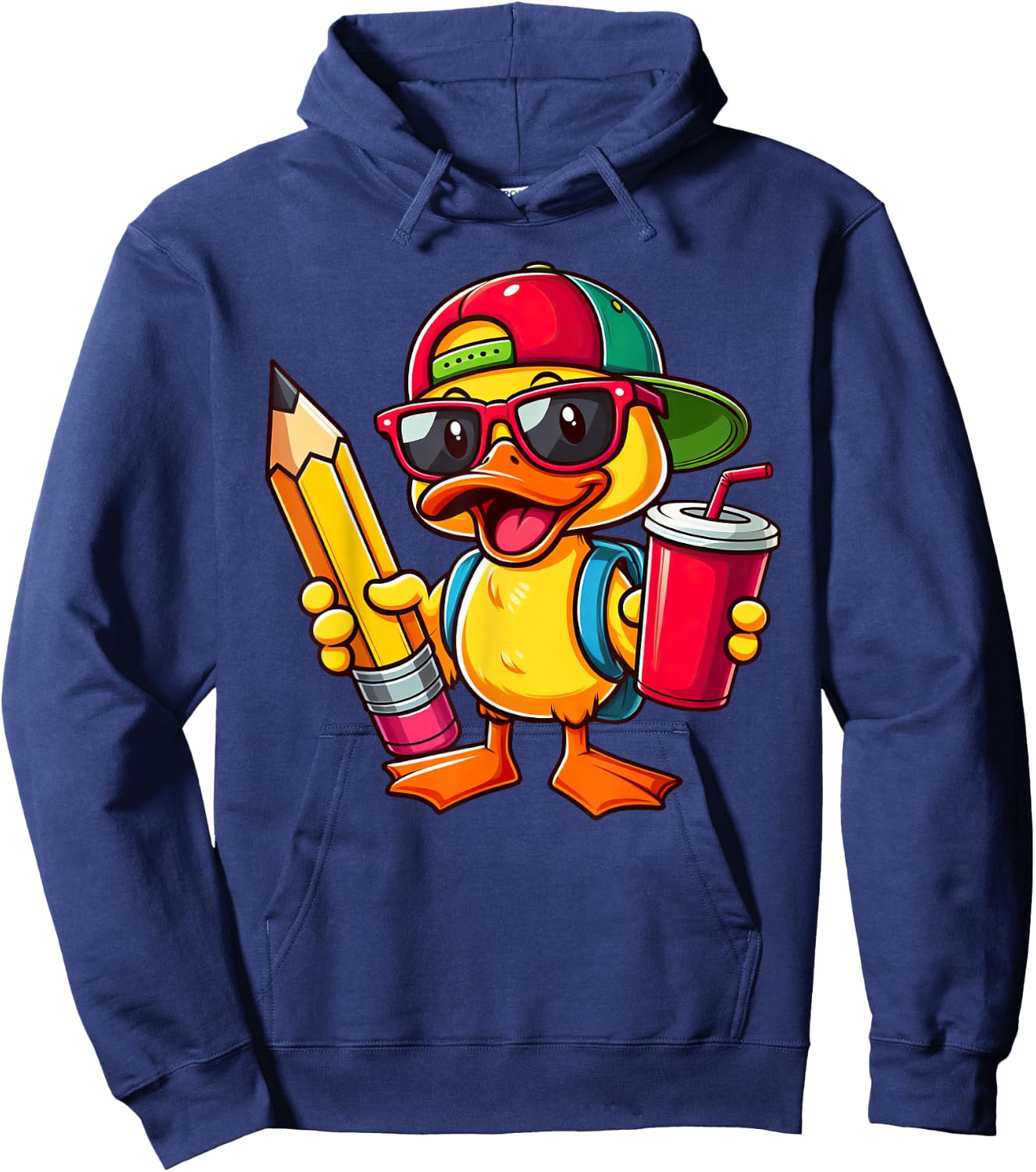 Cute Duck Lover Pencil Back to School Kids Boys Girls Hoodie - Hoodie | Navy