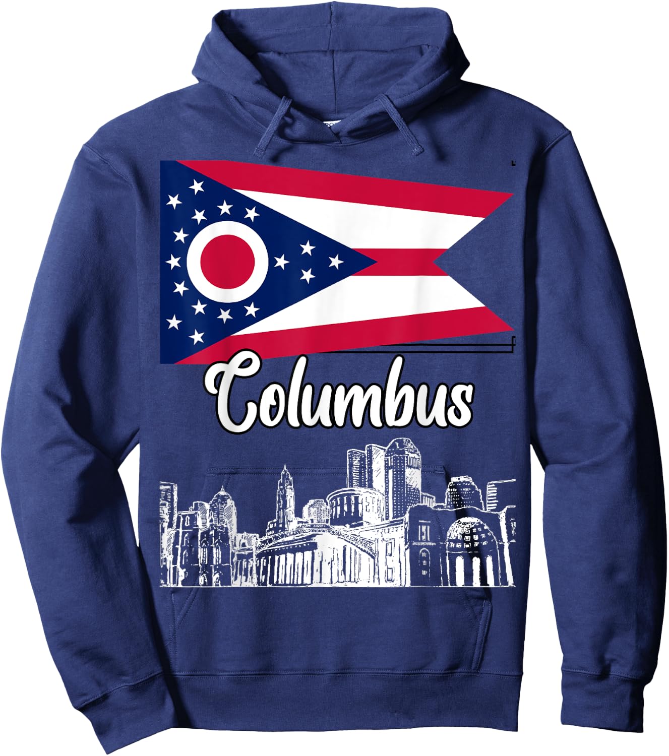 Columbus Ohio OH Souvenir Skyline Graphic Flag Design Hoodie - Hoodie | Navy