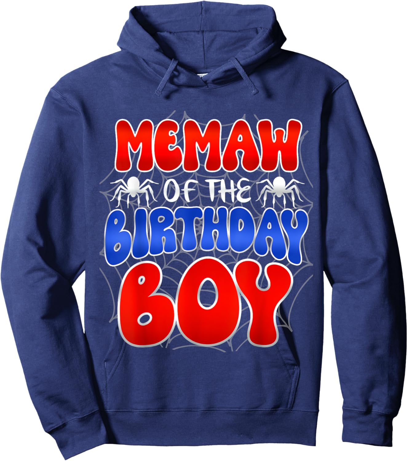 Memaw of the Birthday Boy Costume Spider Web Birthday Party Hoodie - Hoodie | Navy