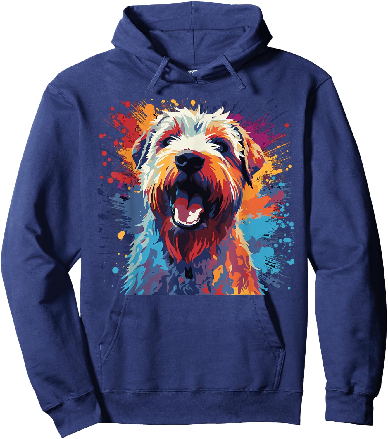 Watercolor Colorful Irish Soft Coated Wheaten Terrier Hoodie - Hoodie | Navy